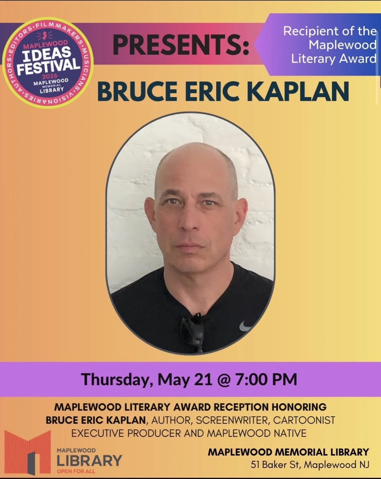 Maplewood Ideas festival presents: bruce eric kaplan