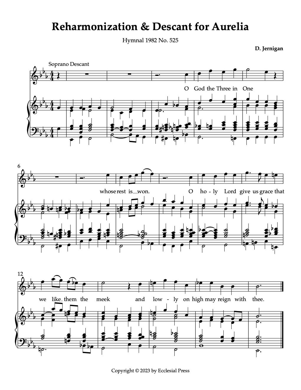 Reharmonization & Descant for Aurelia