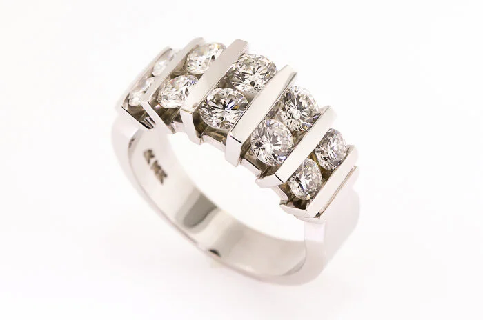14K White Gold, Five Rows Diamond Ring — Personal Touch Jewelers 