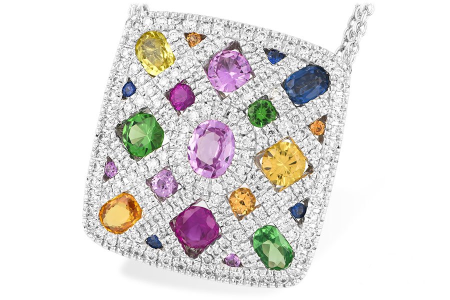 Buy Carleen 14K Solid Real Rose Gold Colorful Rainbow Small Curve Bar  Multi-Color Princess Cut Genuine Sapphire Pendant Necklace for Women Girls,  18 inch at Amazon.in