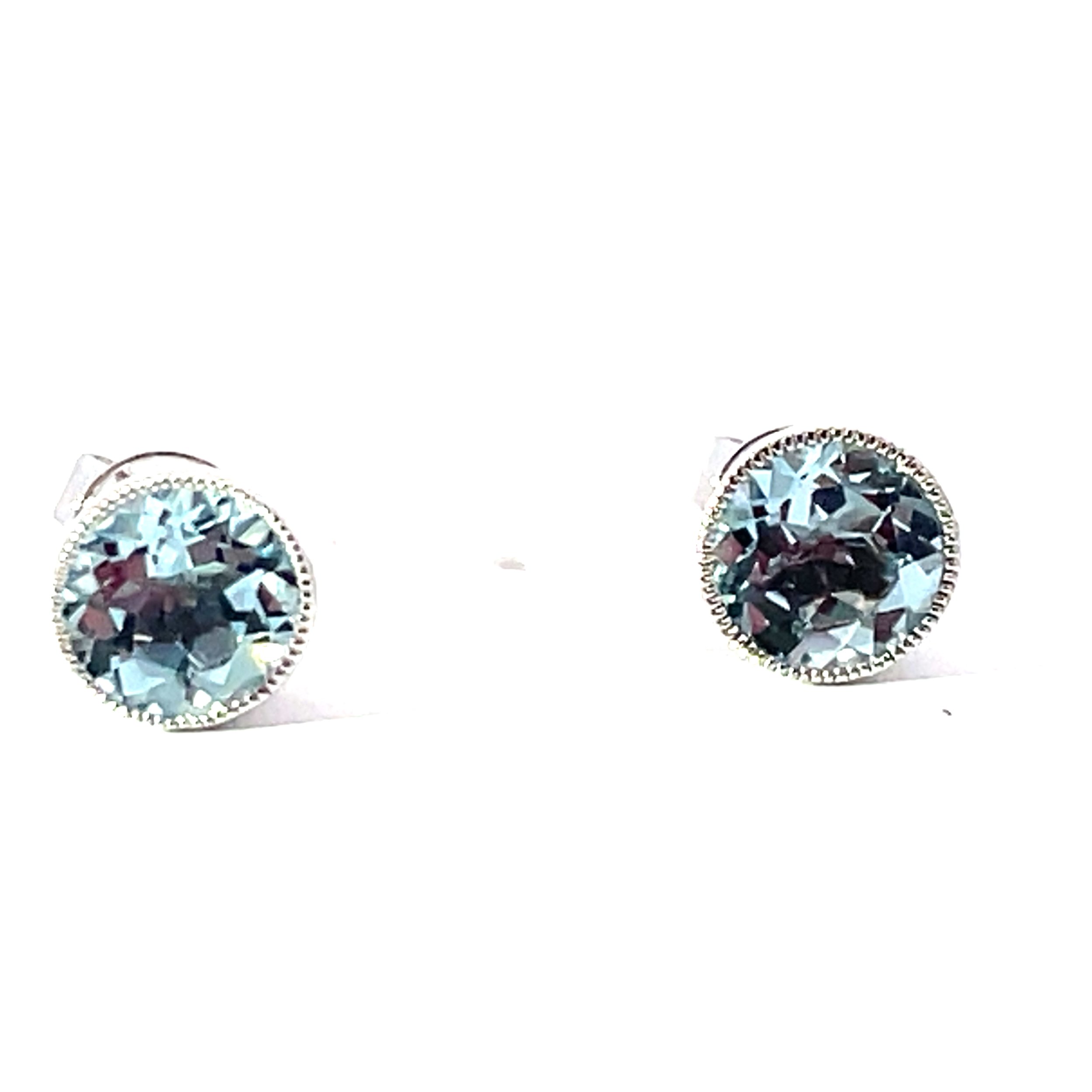 14K Gold Aquamarine Studs
