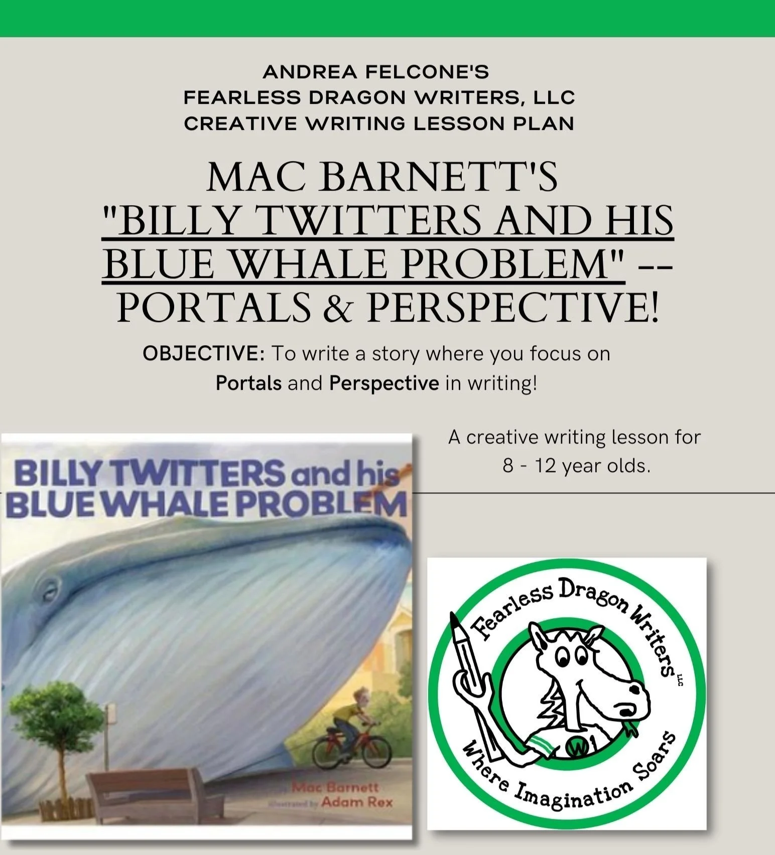 Mac Barnett's "Billy Twitters and his Blue Whale Problem" -- Portals & Perspective! Lesson Plan