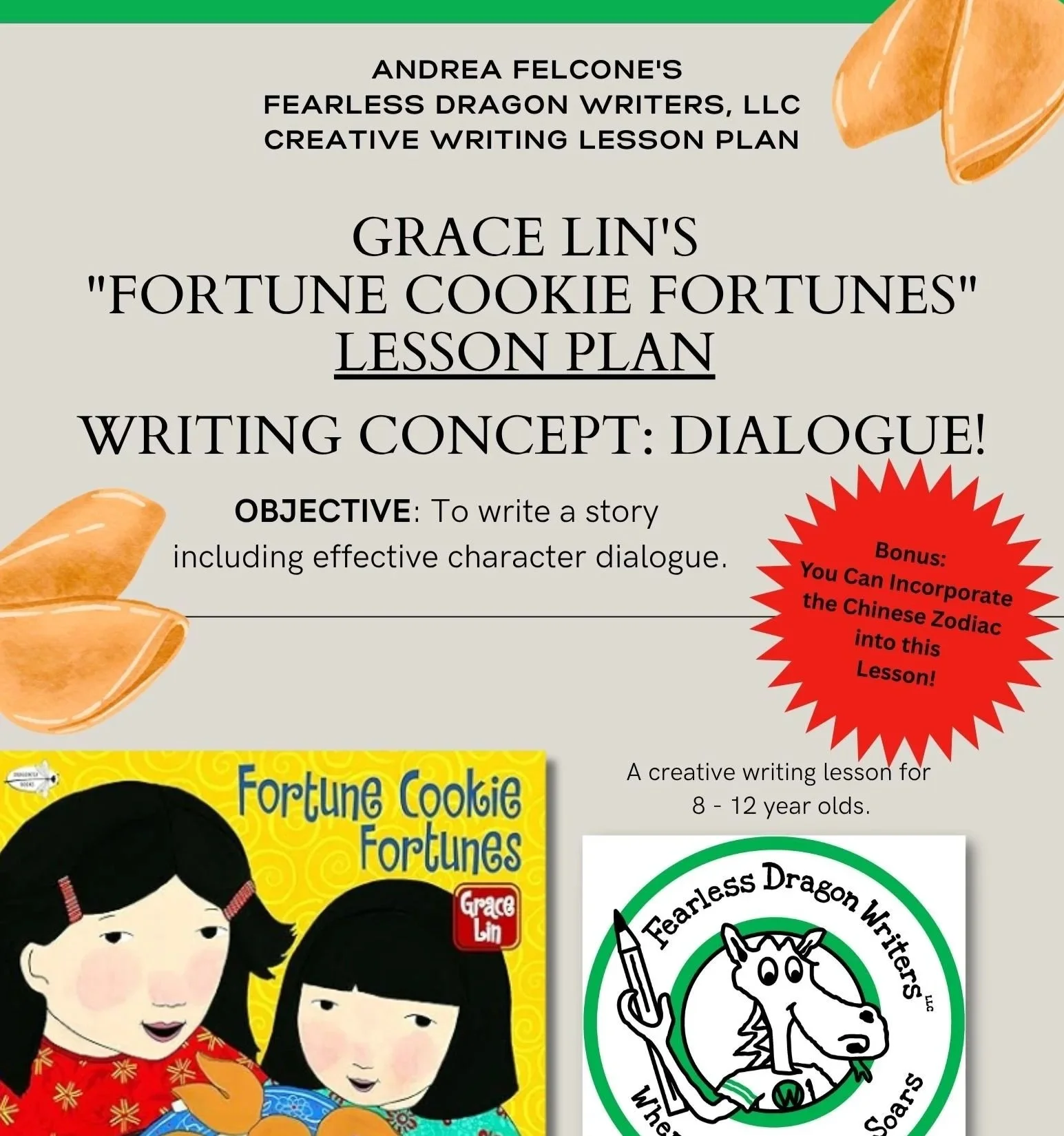 Grace Lin's "Fortune Cookie Fortunes" -- Writing Dialogue Lesson Plan