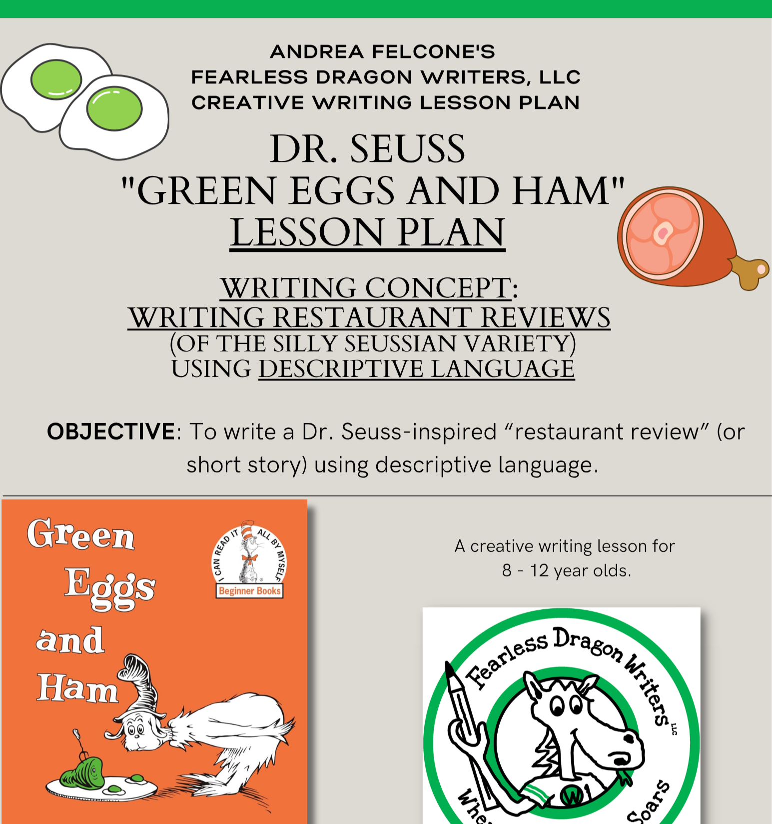 Dr. Seuss's "Green Eggs and Ham" -- Descriptive Writing in Silly, Seussian Restaurant Reviews!