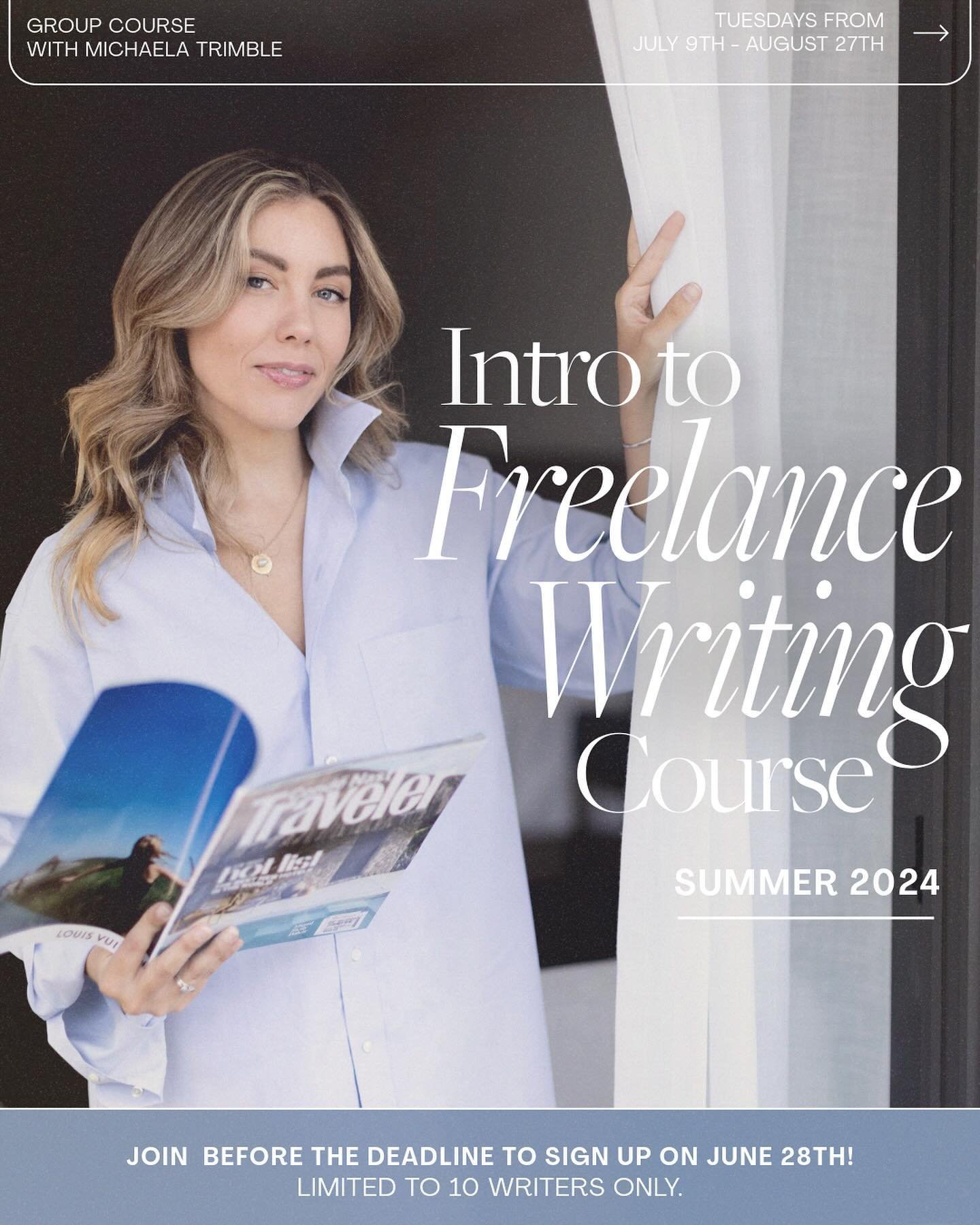 Summer school is back in session! The Summer 2024 Intro to Freelance Writing course officially begins on July 9th. 😎

More than a freelance writing course, this eight-week experience is the coalescence of the last 10+ years of my life. I have a trie