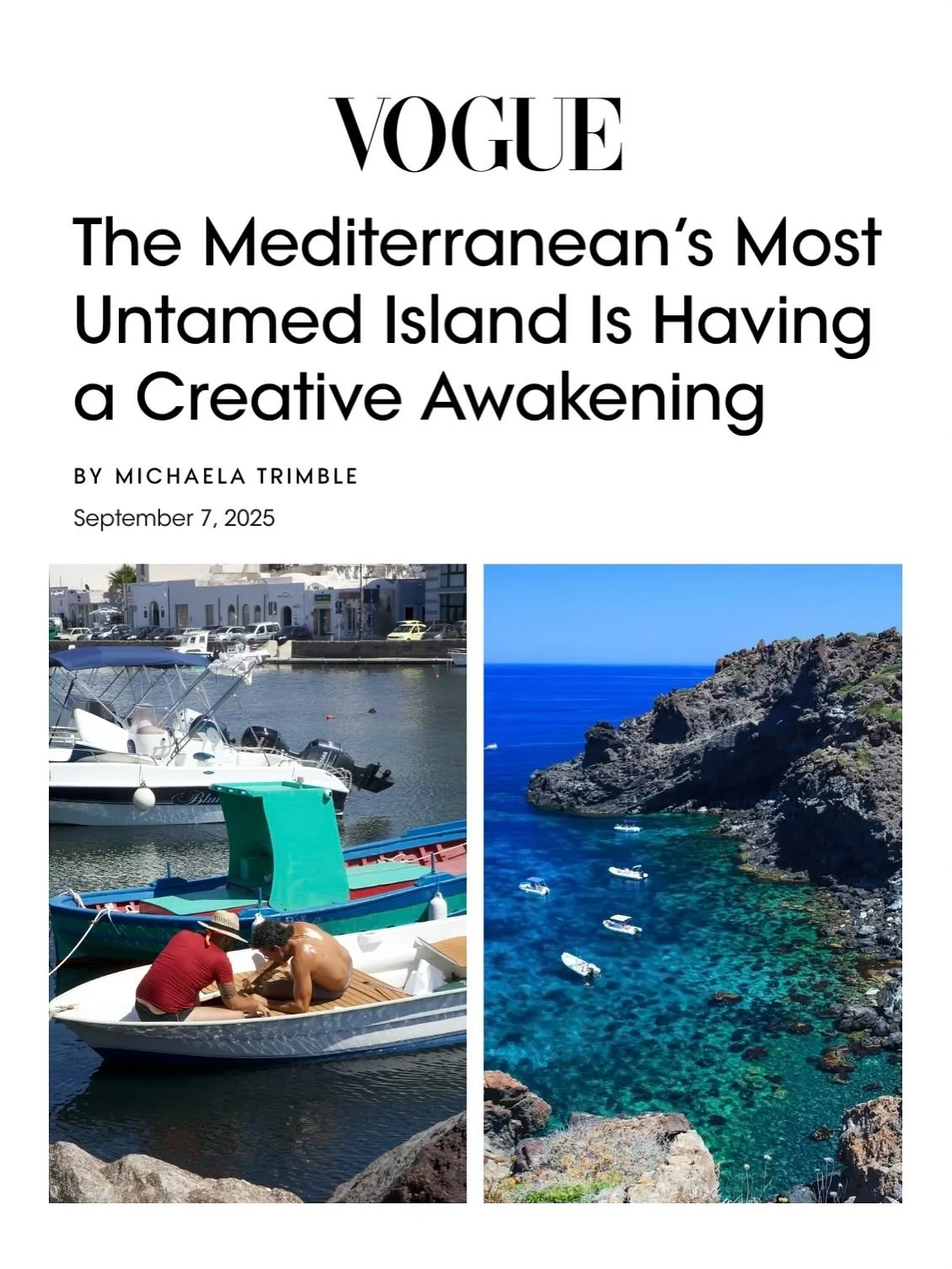 A love letter to Pantelleria for @voguemagazine. 🇮🇹🫶🏽✨