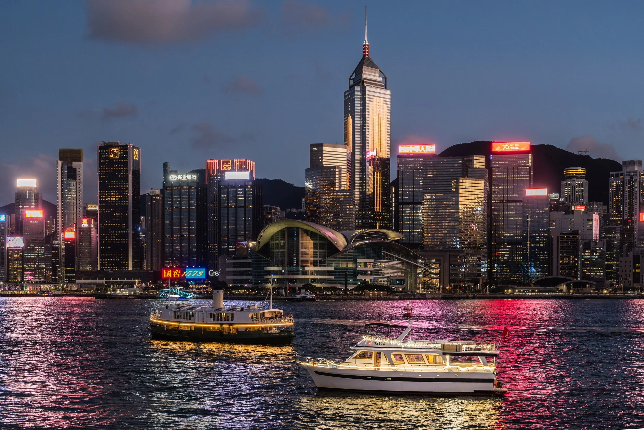 View to Hong Kong Island from Hong Kong Cultural Centre Piazza