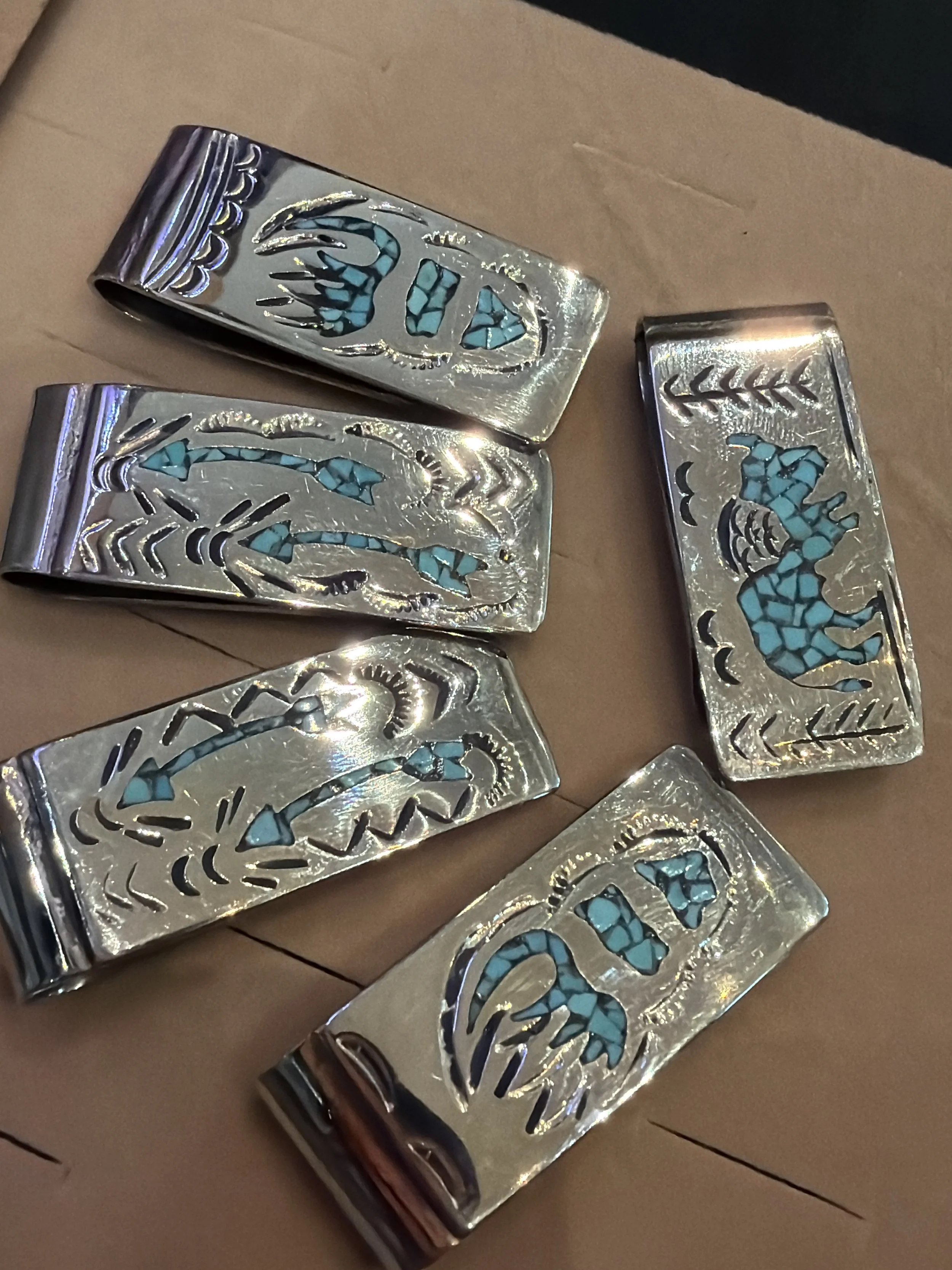 Copper Moneyclip; Turquoise setting; Navajo Handmade