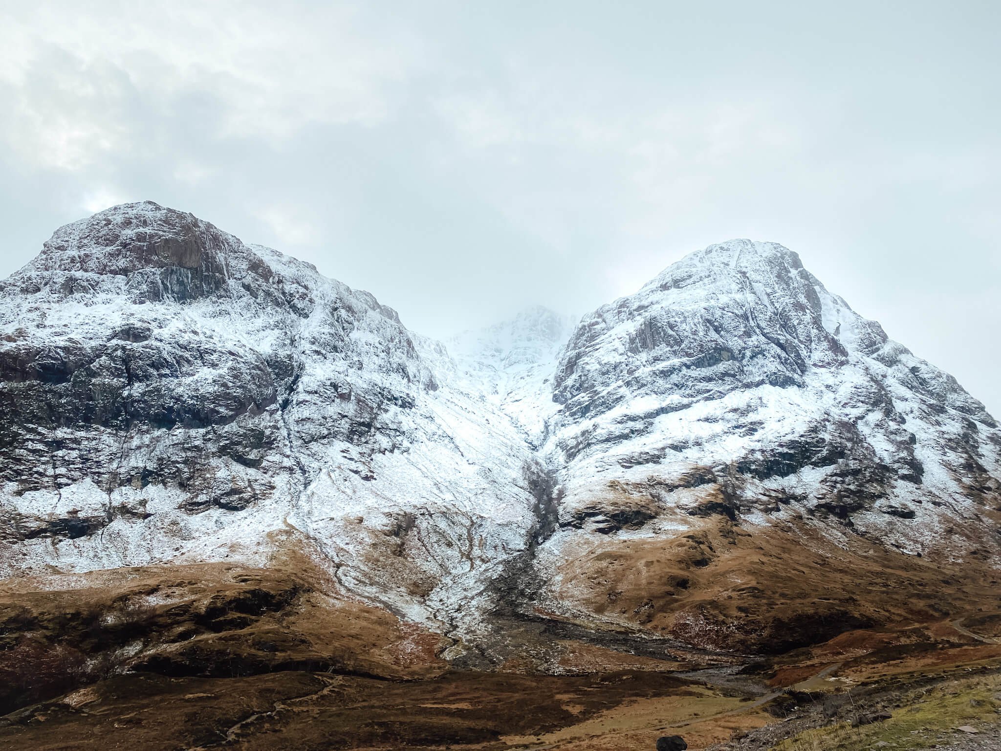 Scotland in winter, Glencoe snowy mountains