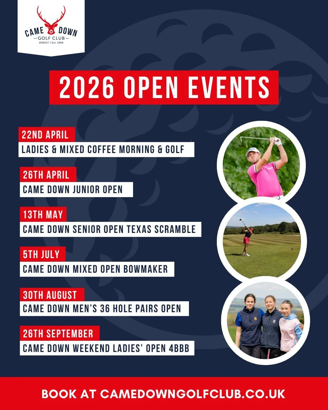 🏌️&zwj;♂️ Bookings for Our 2026 Open Events Are Now Live ⛳ These popular competitions fill up quickly, so don&rsquo;t miss your chance to be part of a fantastic season of golf at one of Dorset&rsquo;s most scenic courses.

🔗 Secure your place today