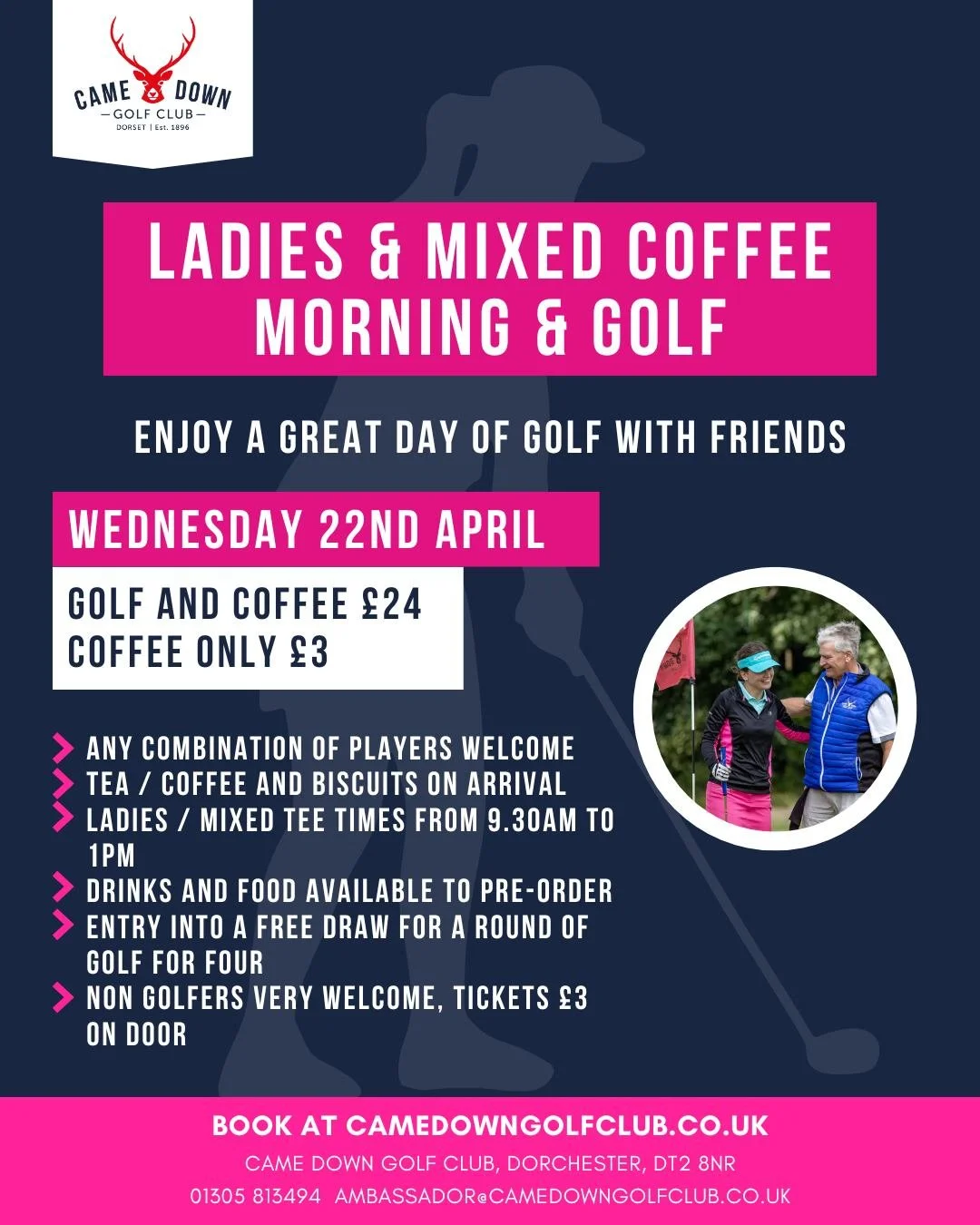 ⛳ Ladies &amp; Mixed Charity Coffee Morning &amp; Golf ⛳
Enjoy a fabulous day of golf with friends!

🗓 Wednesday 22nd April 2026
💷 Golf &amp; Coffee: &pound;24
☕ Coffee only: &pound;3

✔️ Any combination of players welcome
✔️ Tea, coffee &amp; bisc