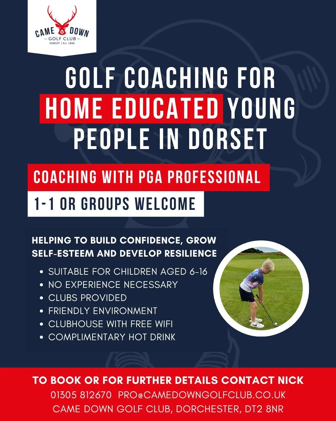 ⛳ Golf Coaching for Home Educated Young People in Dorset ⛳ 

Are you home educating and looking for a fun, active activity for your child? Our junior golf coaching sessions at Came Down Golf Club offer a relaxed and friendly environment where young p