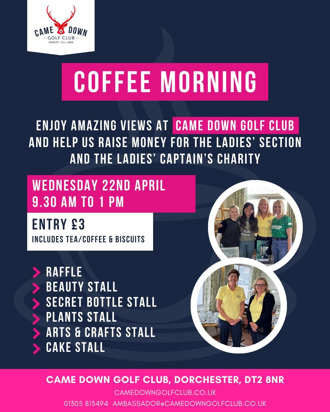 ⛳ A Reminder of our Coffee Morning at Came Down Golf Club ⛳ Join us for coffee, biscuits and incredible views and help us raise funds for The Ladies&rsquo; Section and the Ladies&rsquo; Captain&rsquo;s Charity, @weldmarhospicecare 💛

🗓 Wednesday, 2