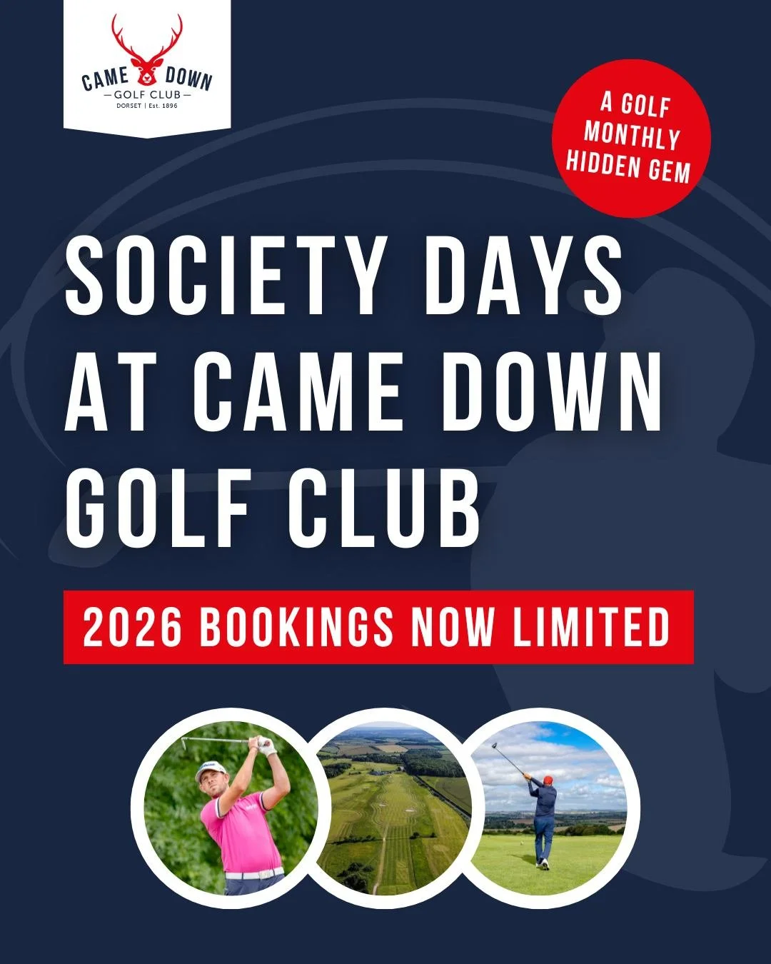⛳️ 2026 Golf Societies &amp; Group Visits at Came Down Golf Club ⛳️ Bookings for the ultimate golfing experience at Came Down Golf Club in 2026 are now limited, with only a small number of Wednesday and Friday dates still available throughout the yea