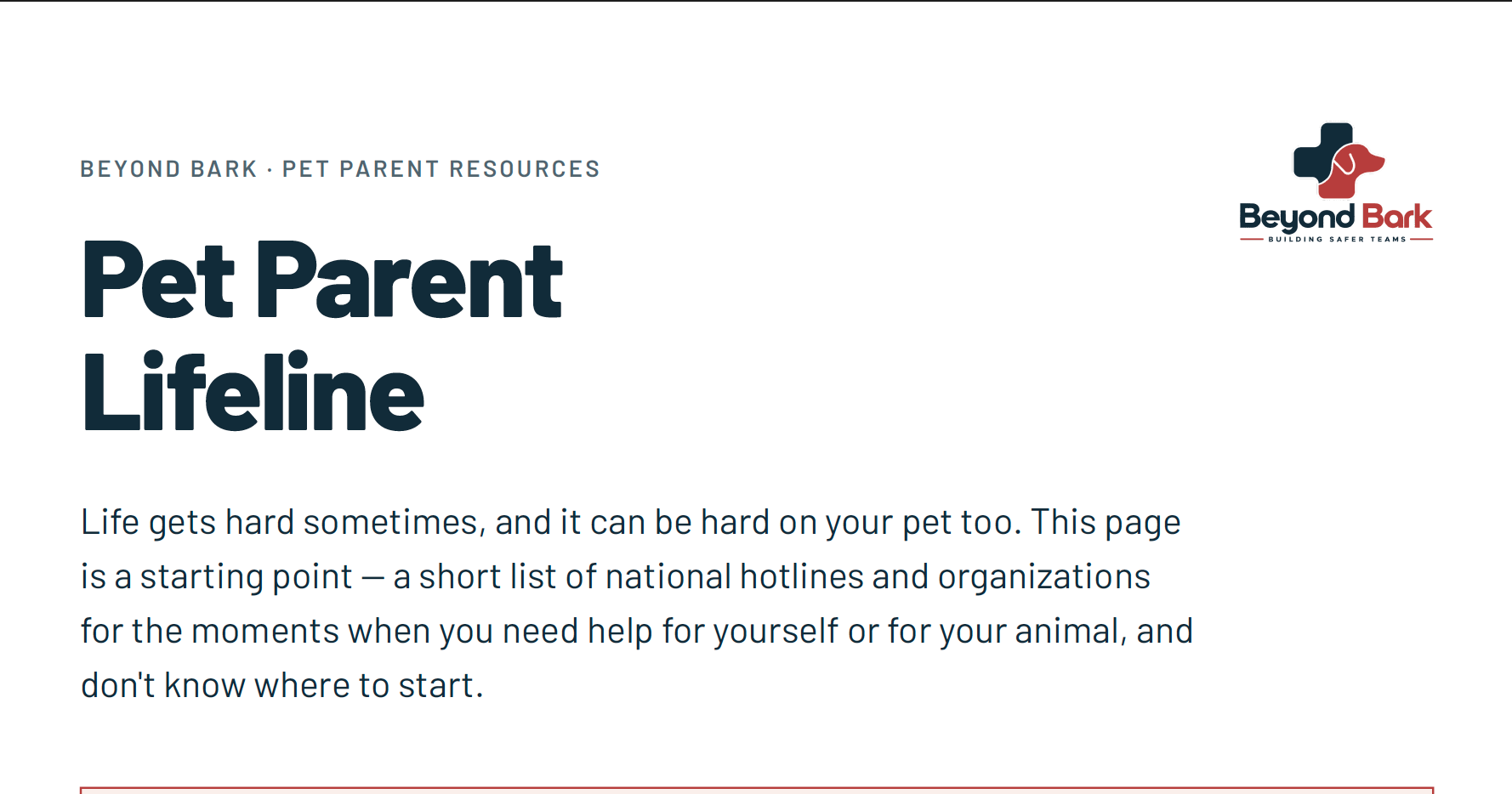 Pet Parent Lifeline