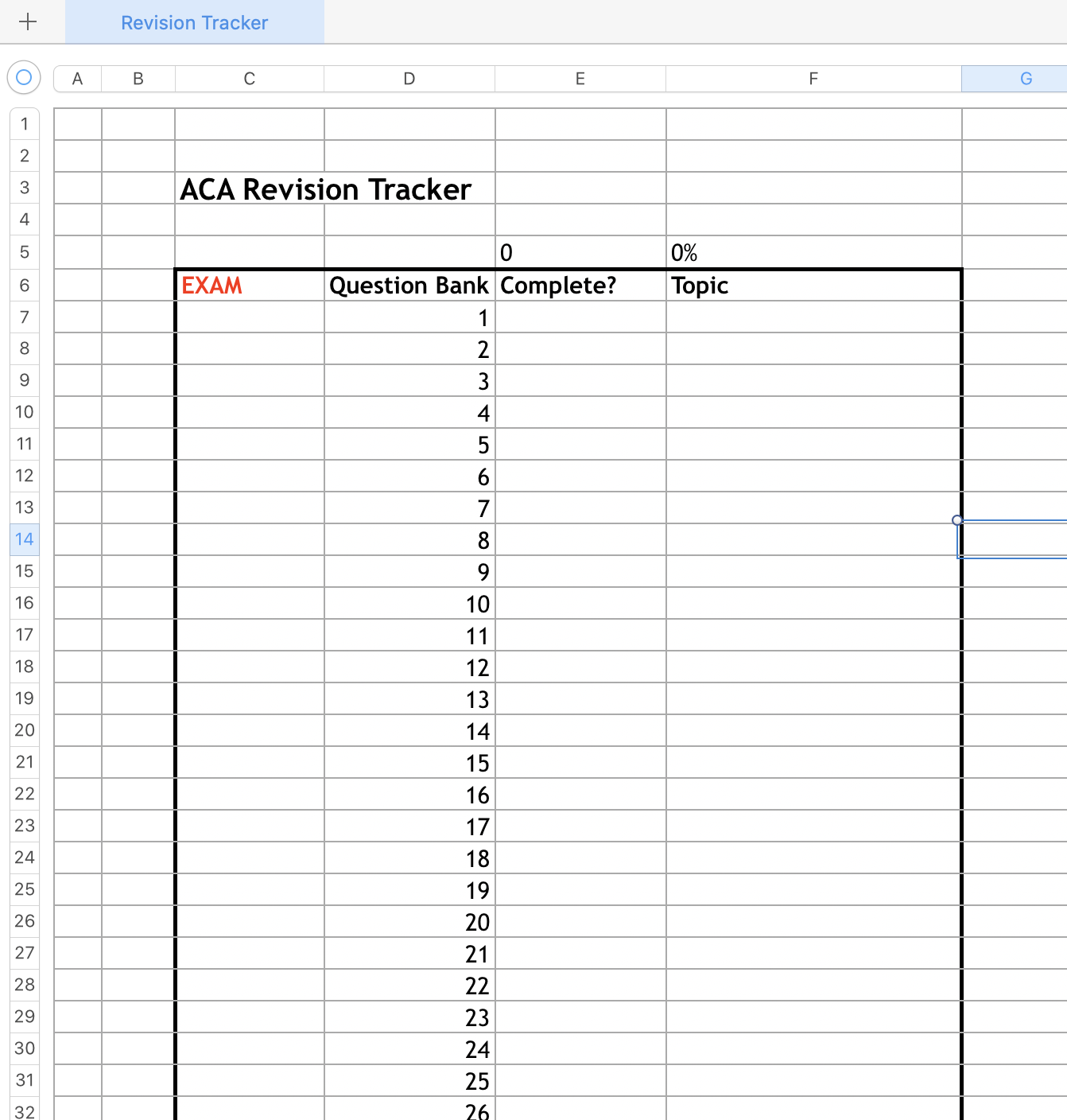 ACA Revision Tracker