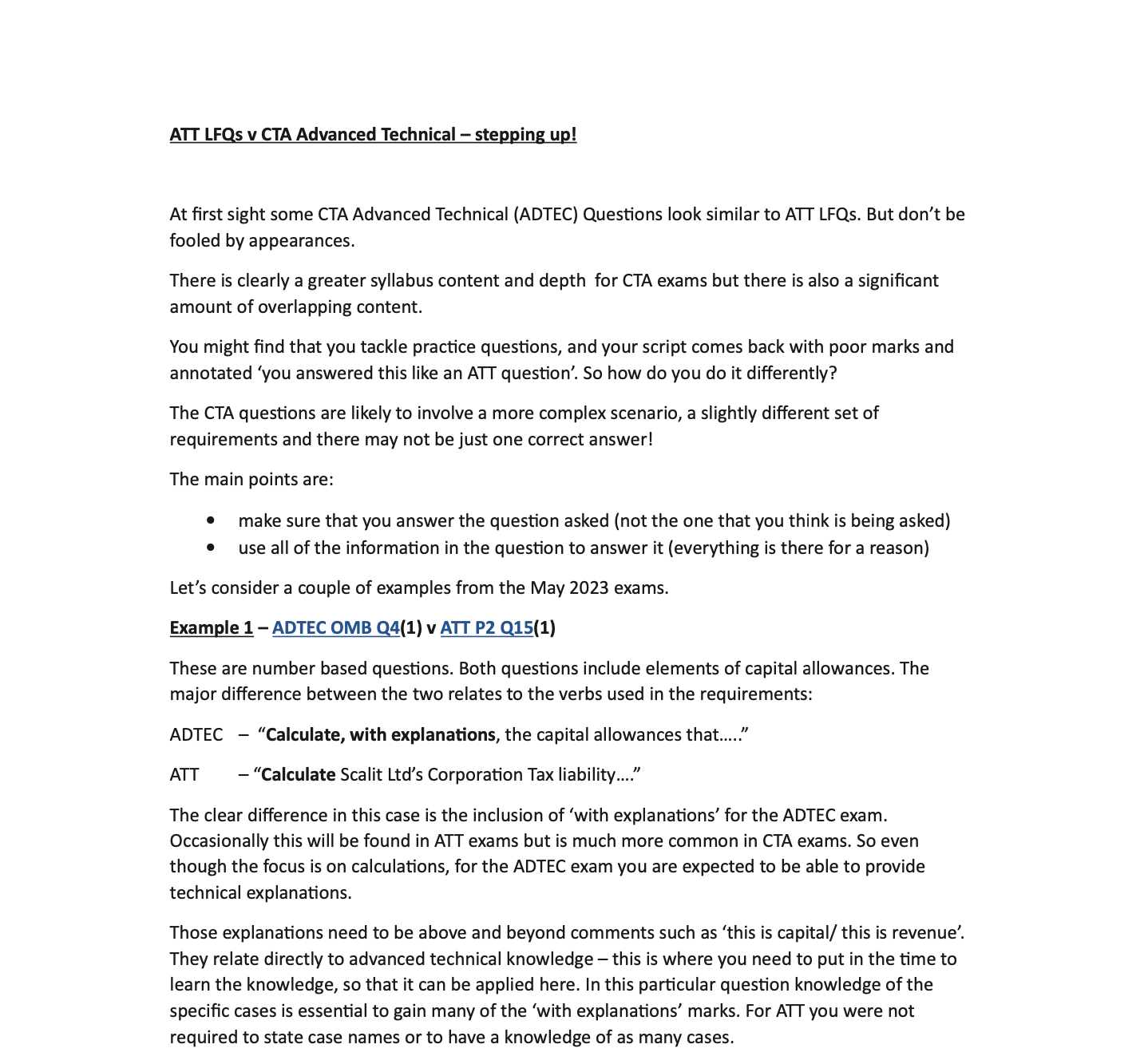 Stepping Up from ATT to CTA