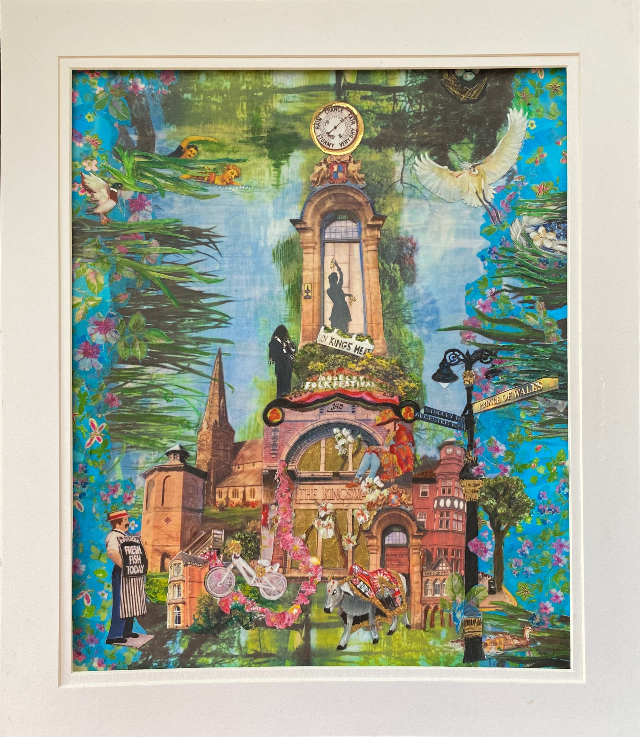 Dancing on the Heath - Analogue collage with paining and gold leaf - SOLD but available as limited edition hand finished print