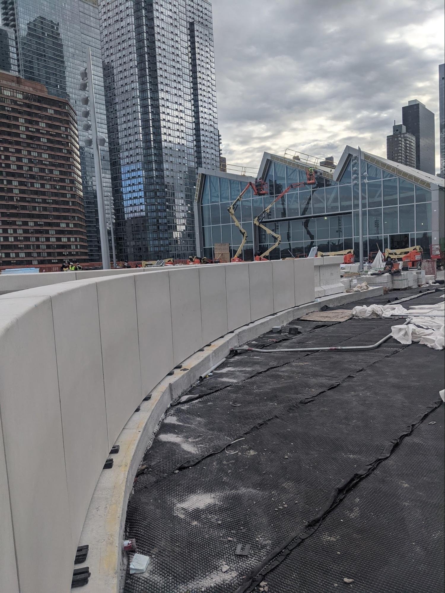  Interior of Food Forest Area, showing retaining concrete wall. Hydrotech drainage boards, before filter fabric and soil installation. Photo: Ben Flanner. 