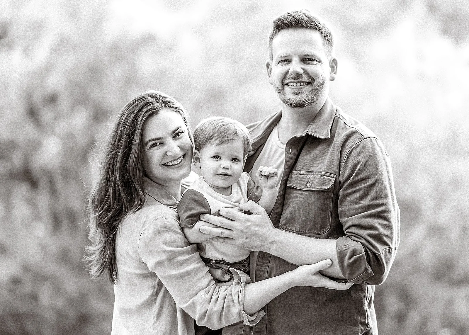 Black and white family photo