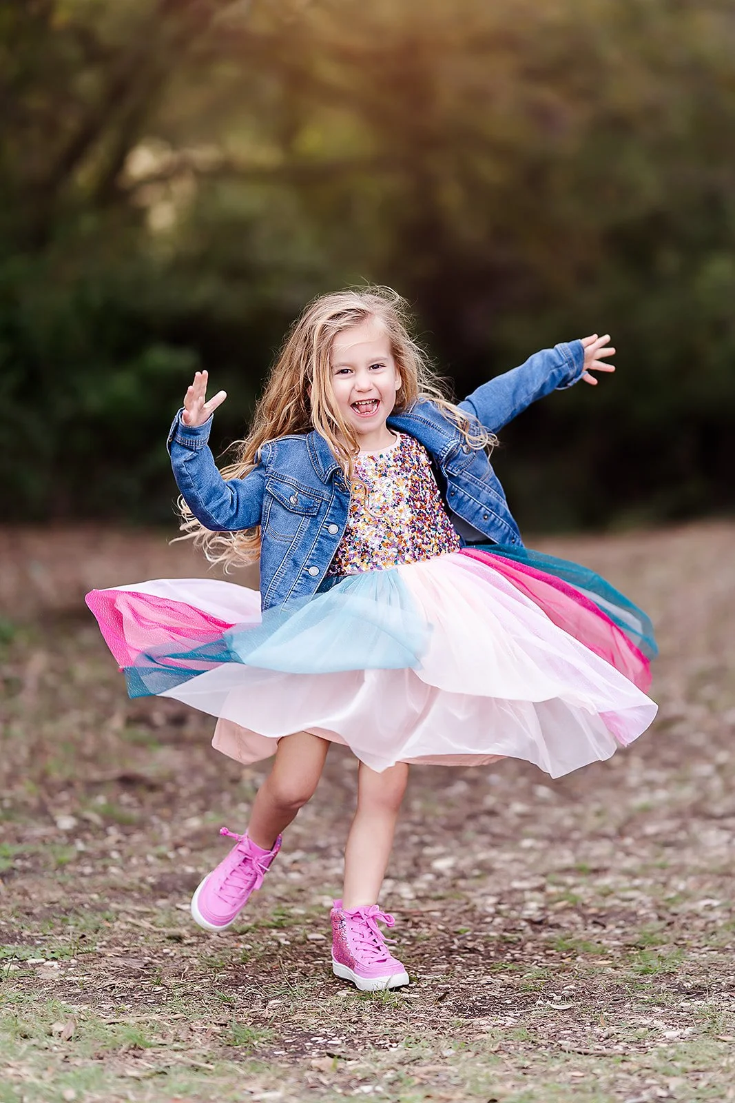 Girl twirling family photos
