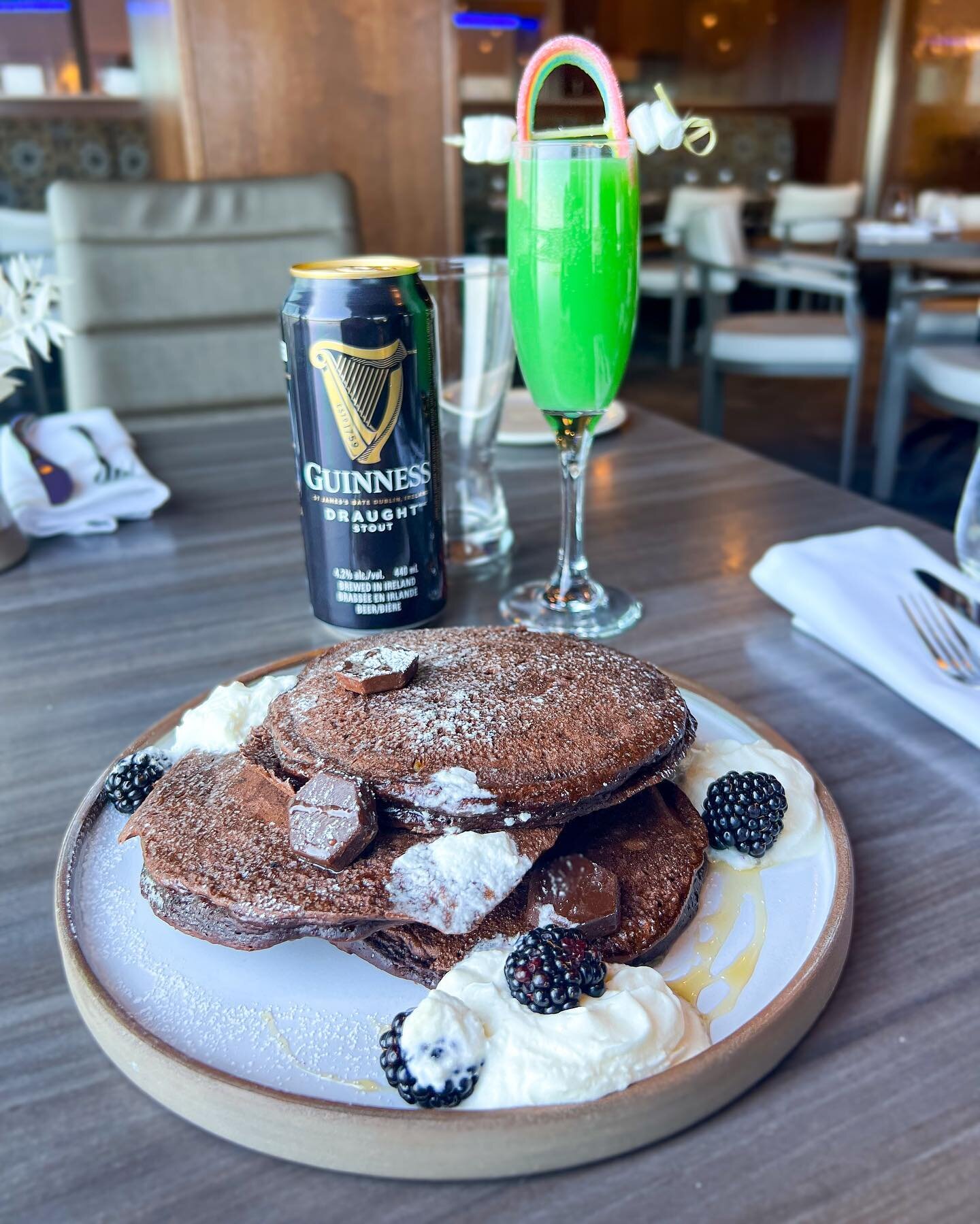 Get your green on and join us for a shamrockin&rsquo; good time this St.Patrick&rsquo;s day ☘️

FEATURES
🥞CHOCOLATE GUINNESS PANCAKES 
with whiskey maple syrup and vanilla chantilly 
🍩 LUCKY CHARM DOUGHNUT 
🌈 OVER THE RAINBOW cocktail
Terra Gaie p