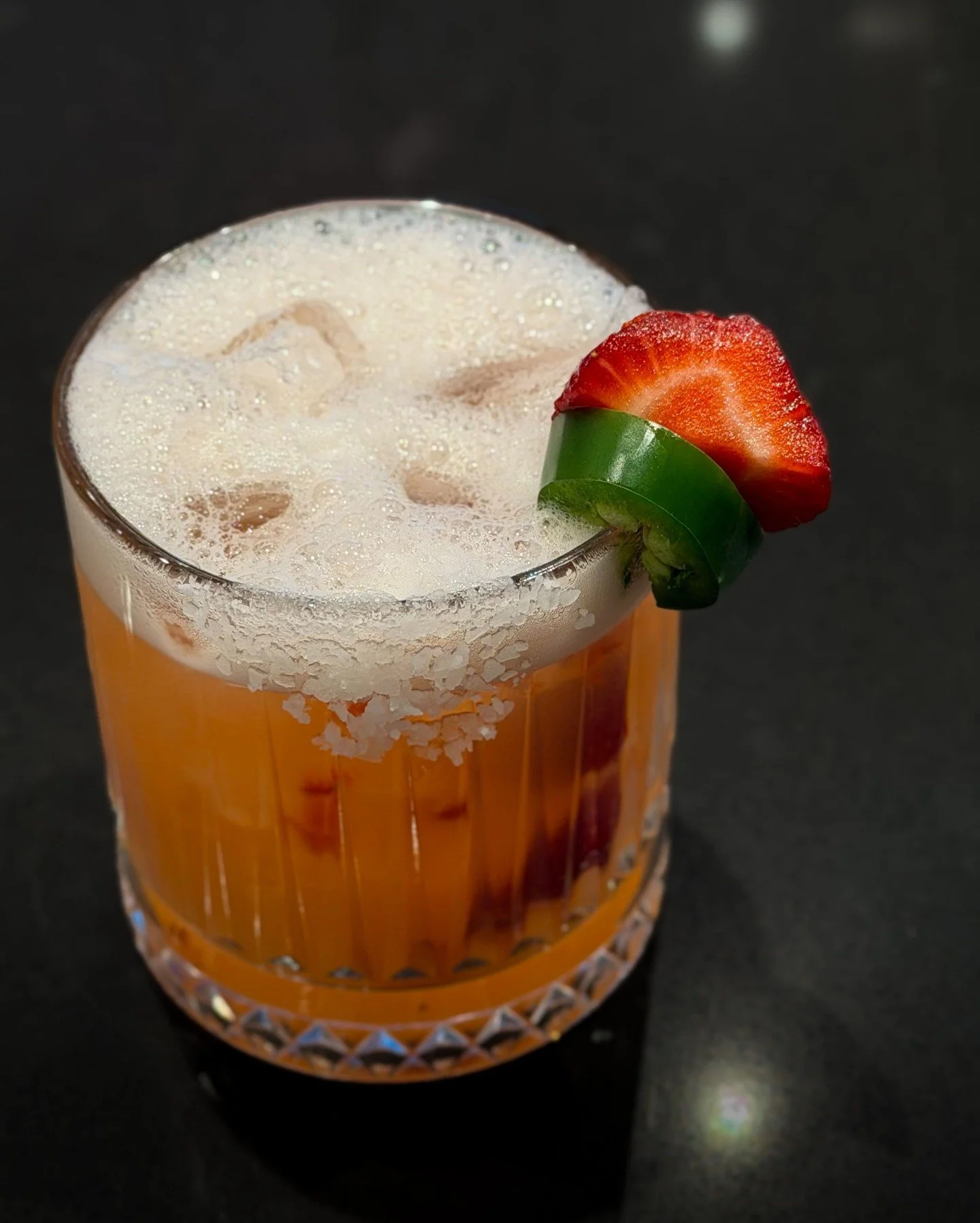 This one was made for Fridays✨
STRAWBERRY JALAPE&Ntilde;O APEROL MARGARITA
Tequila, strawberry jalape&ntilde;o&ndash;infused Aperol, fresh lime