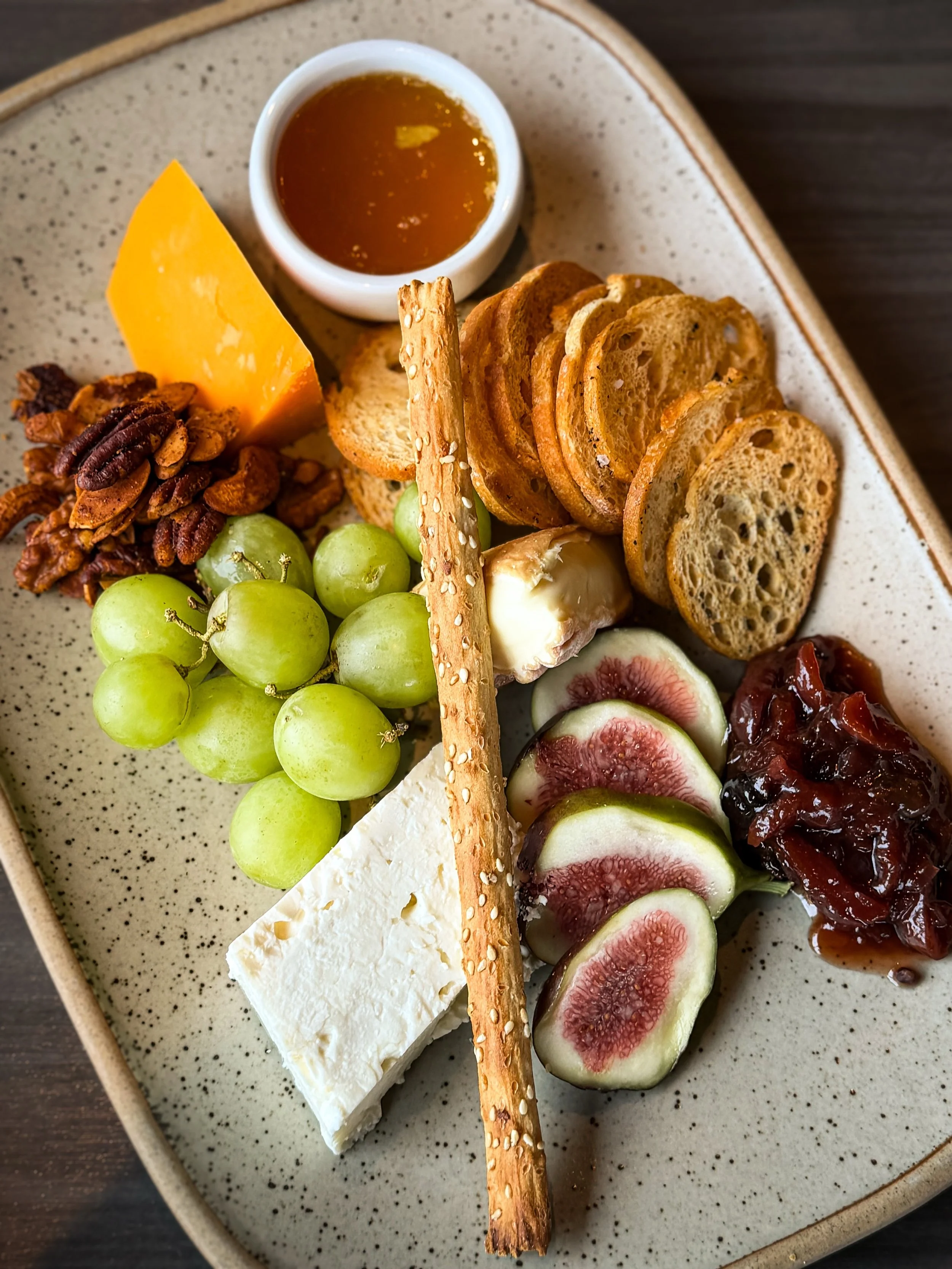 For the savoury dessert people 🧀

Chef&rsquo;s selection of cheese with chutney, fermented honey, fruit , roasted nuts + crostini. Wine strongly encouraged😉