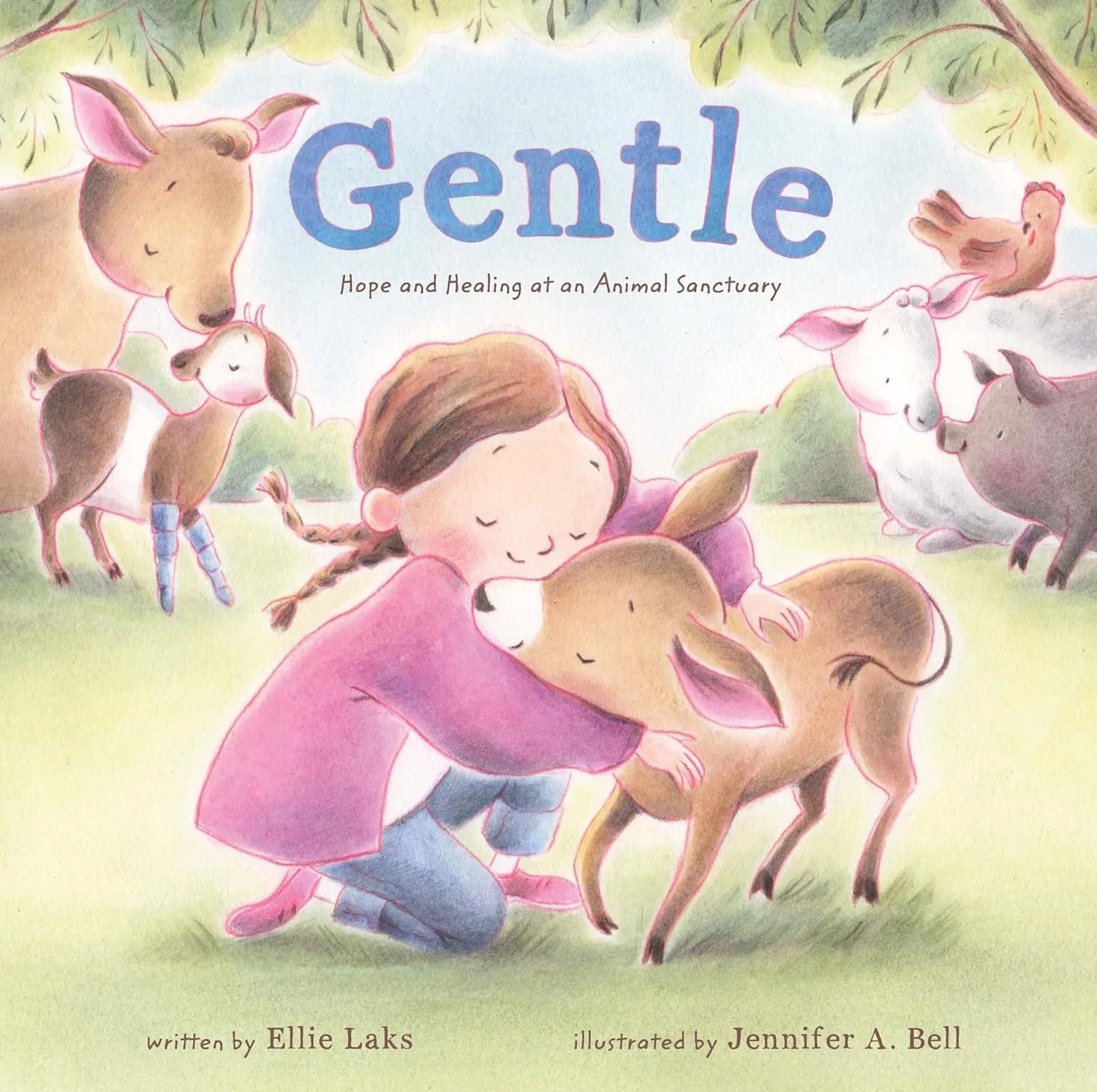 Gentle, a picture book written by Ellie Laks and illustrated by Jennifer A. Bell. Sweet and cozy animal illustrations
