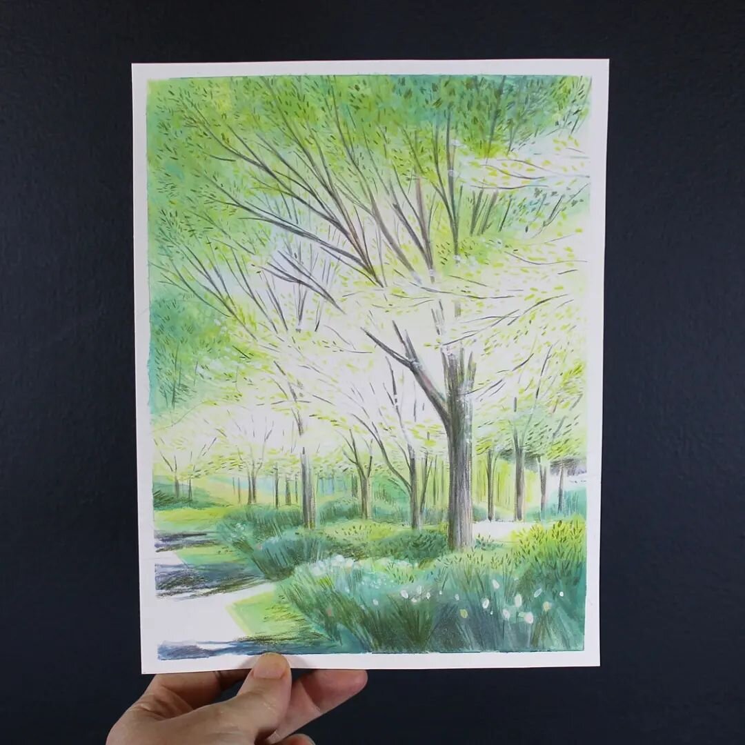 Springtime greens on my other page @jbell_paintings 💚

#gouachepainting #mixedmediaart #springgreen