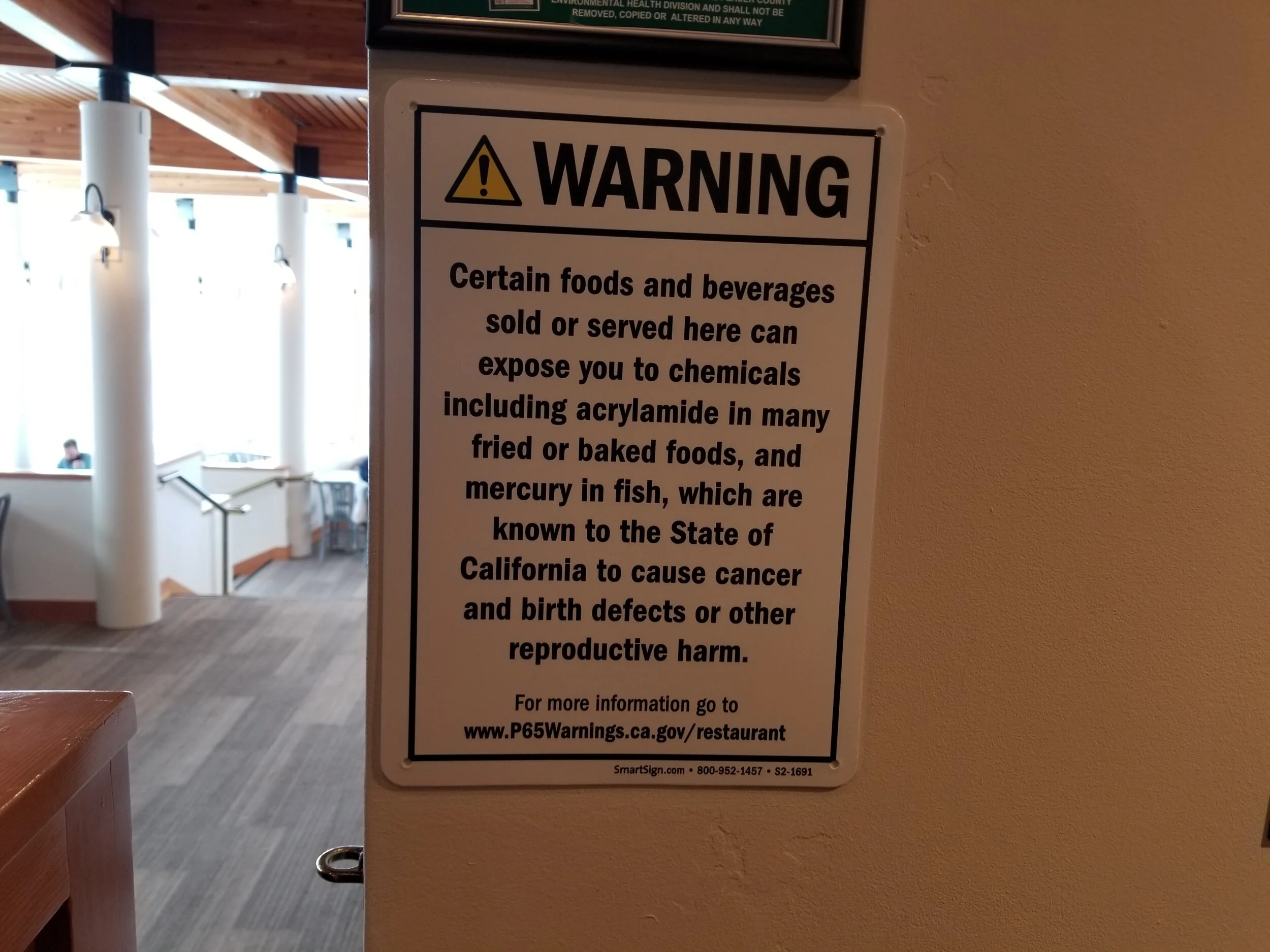the state of California mandates public warnings about acrylamide risk in fried food.right on.