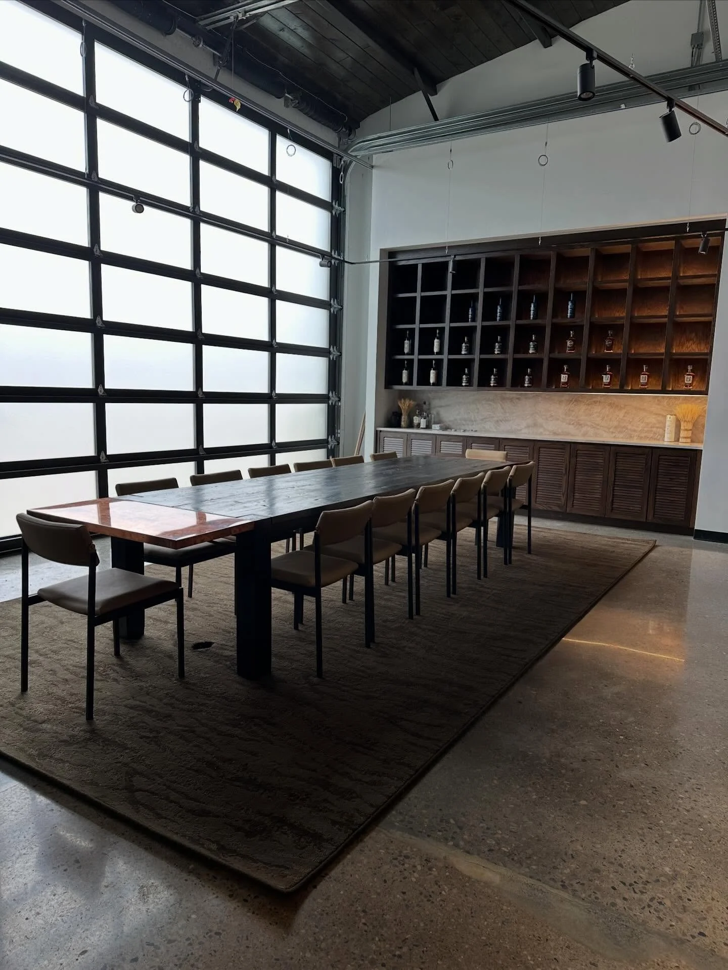 ✖️this space was a long time in the making. Thoughtfully curated with the final layer to come. 
Installed today for Middle West Spirits office.
Intentional, restrained and built to last. We&rsquo;re going to be sore tomorrow. More to share soon! #stu