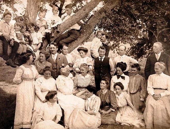 Early members of the Beverly community including Alice Barnard (far right)