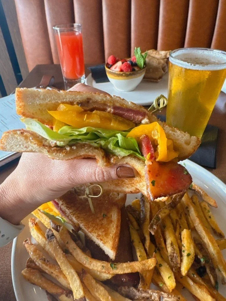 Stacked high, served with fries, and best washed down with a cold one. ππΊ