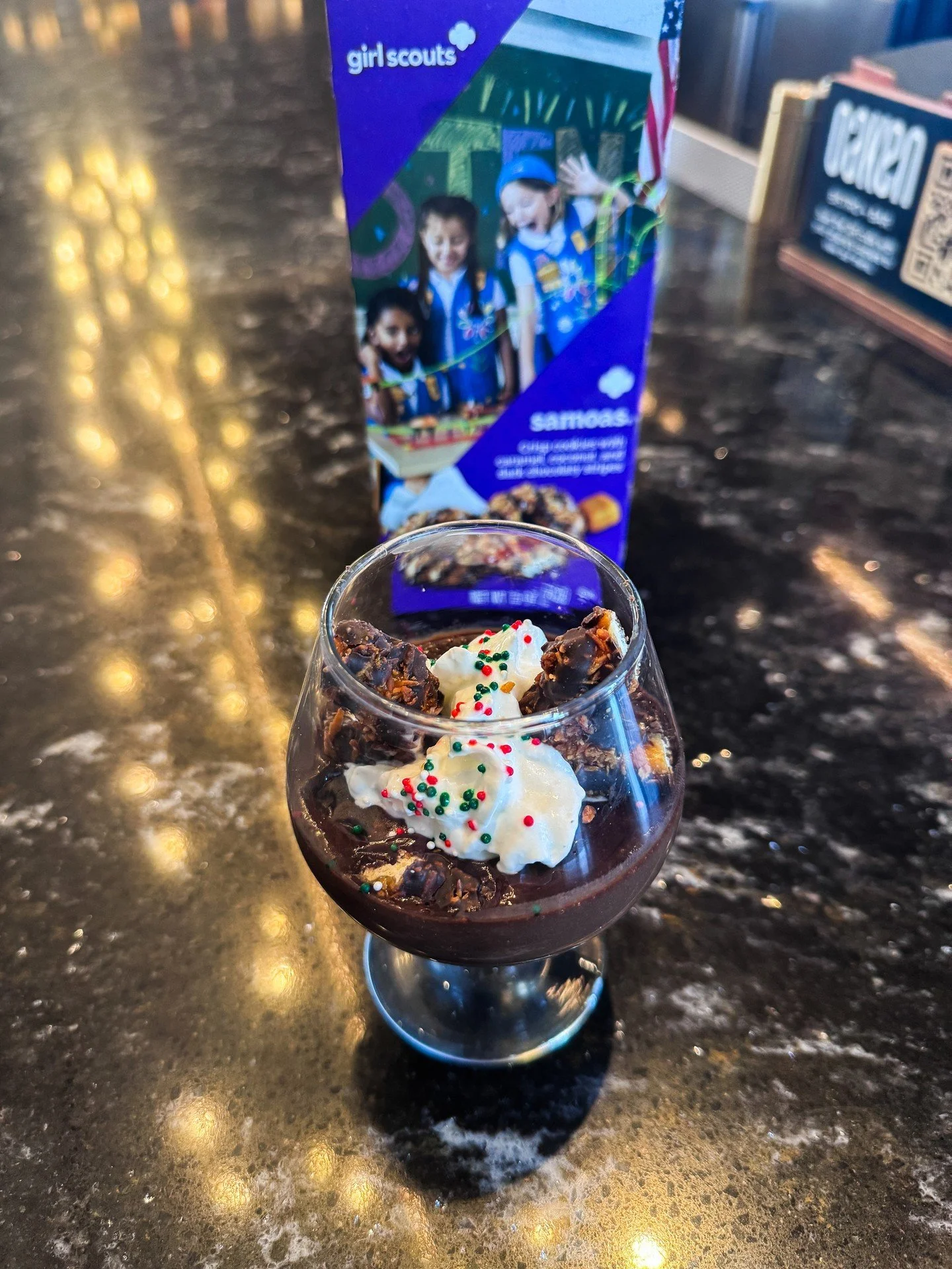 The Girl Scouts brought the cookies - we brought the twist. 

Try our limited-time Chocolate Samoas Budino and support a local troop while satisfying your sweet tooth - $15.