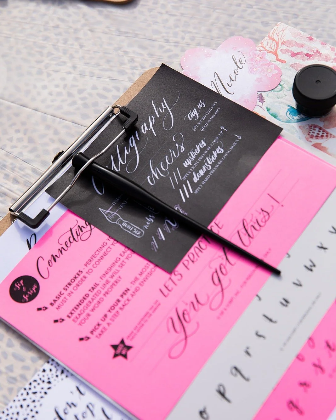 Our Sip &amp; Script Calligraphy Class is less than a week away. ✍️🍷 

Beginner-friendly, all materials included (and yours to keep), plus food + drinks available while you learn. Spots are limited - link in bio!