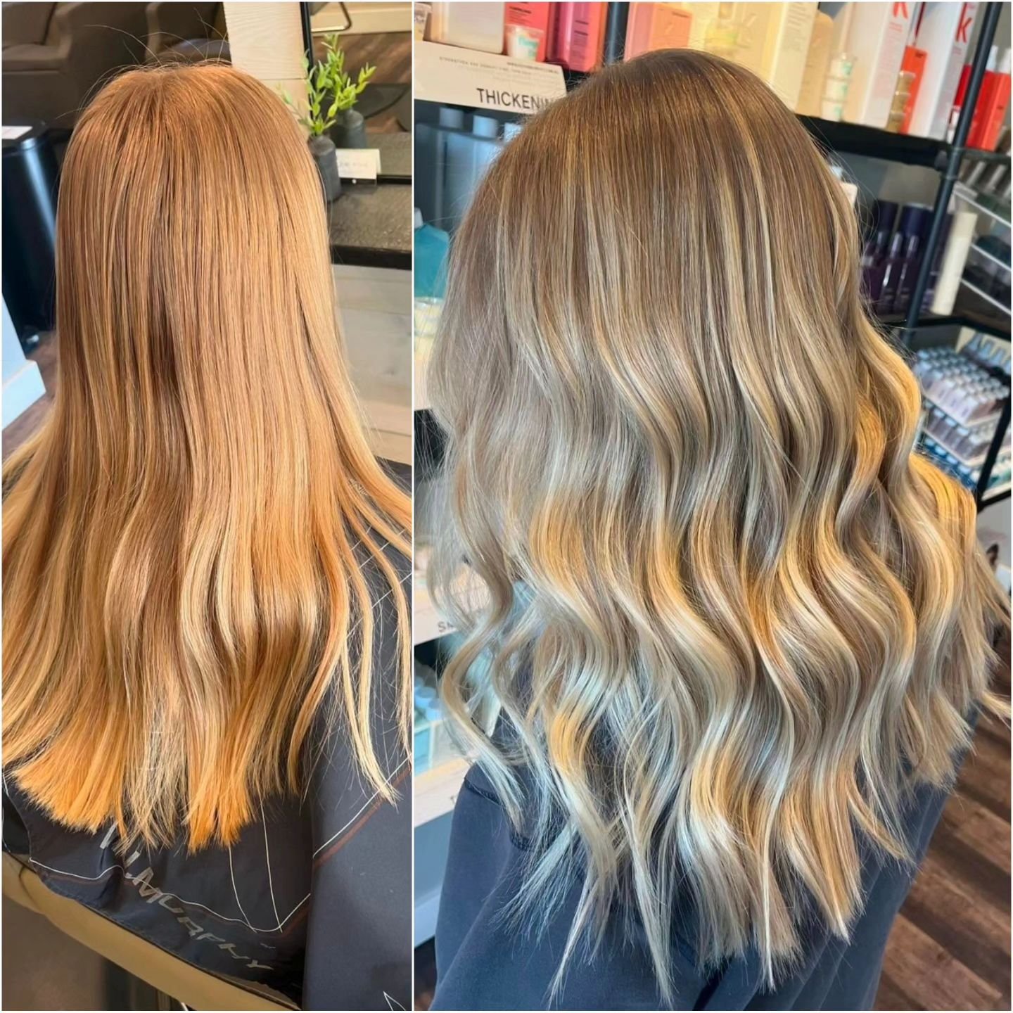 Summer balayage before and ➡️ after by @hair_by_kaylaruhoff 
#luxehairwinona #winonamn #winonamnhair