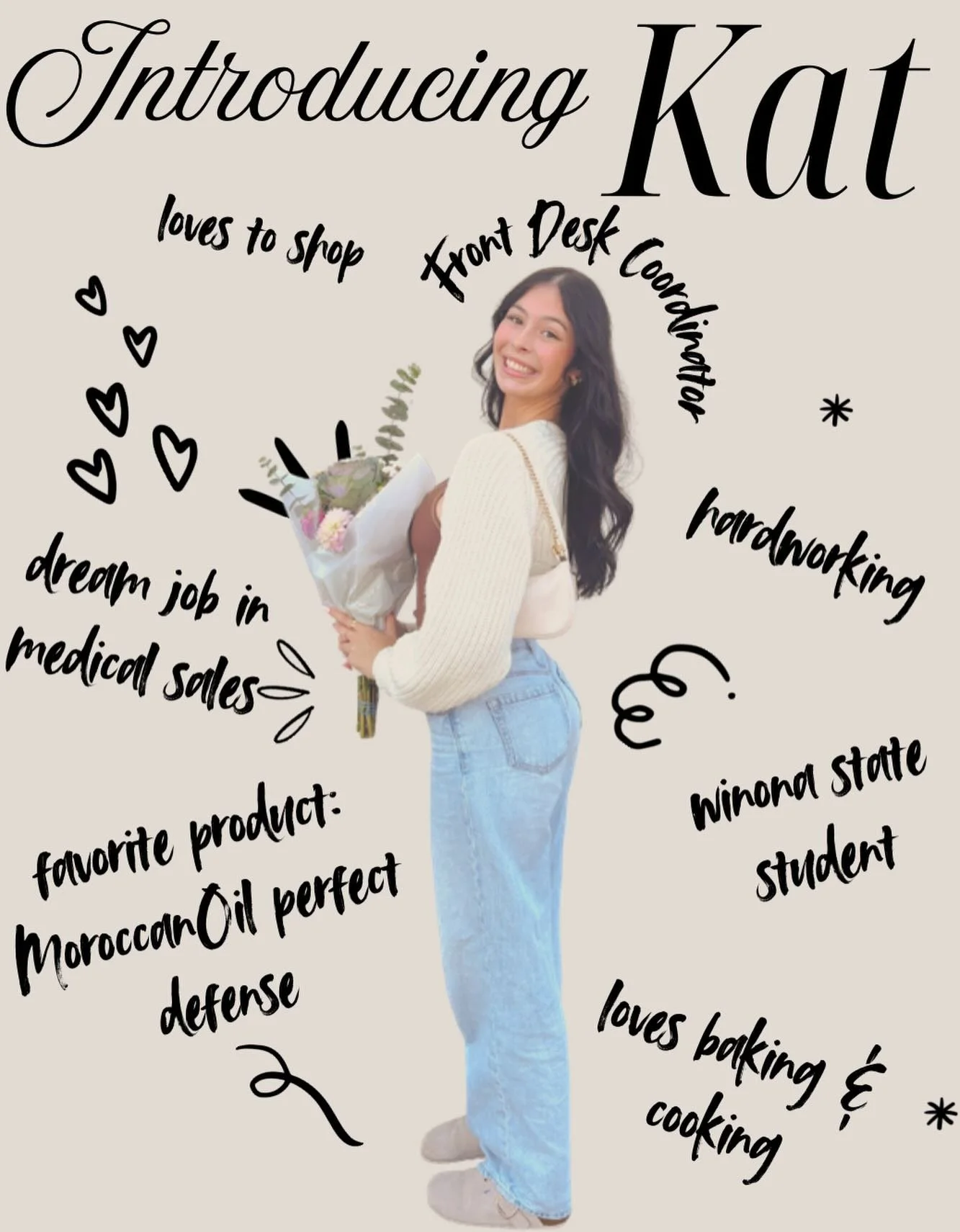 Meet our sweet Front Desk Coordinator, Kat! 

Kat&rsquo;s our evening coordinator with an elevated attention to our guests and a readiness to help! 🤍✨

#luxe #hair #beauty #winonamn #mnhair