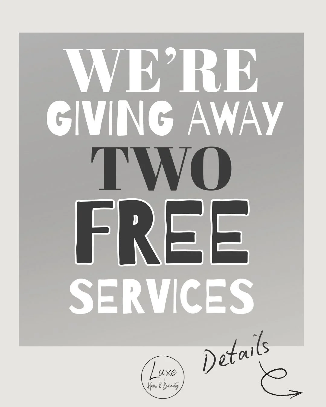 We&rsquo;re giving away TWO FREE SERVICES next Friday afternoon! 🤍

UPDATE: Balayage spot has been filled! We are still on the search for:

&bull; 1 Men&rsquo;s Cut

Your service is 100% free and completed by our apprentice Grace, guided every step 