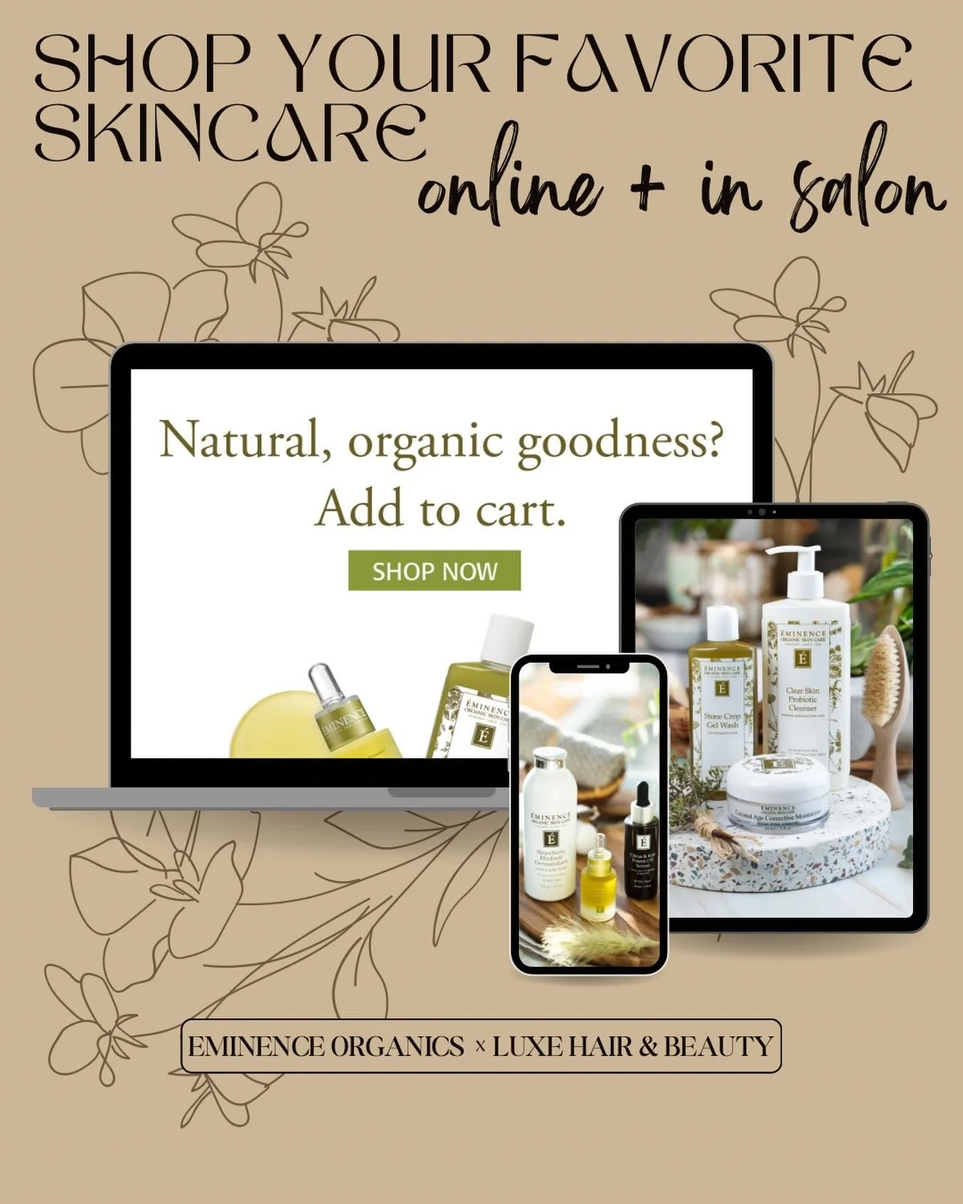 We have HUGE news! You can now shop your favorite Eminence products online using the link in our bio! Short on time and don&rsquo;t want to make the stop into Luxe? Order online &amp; have your skincare shipped directly to your home! 🤍🌿