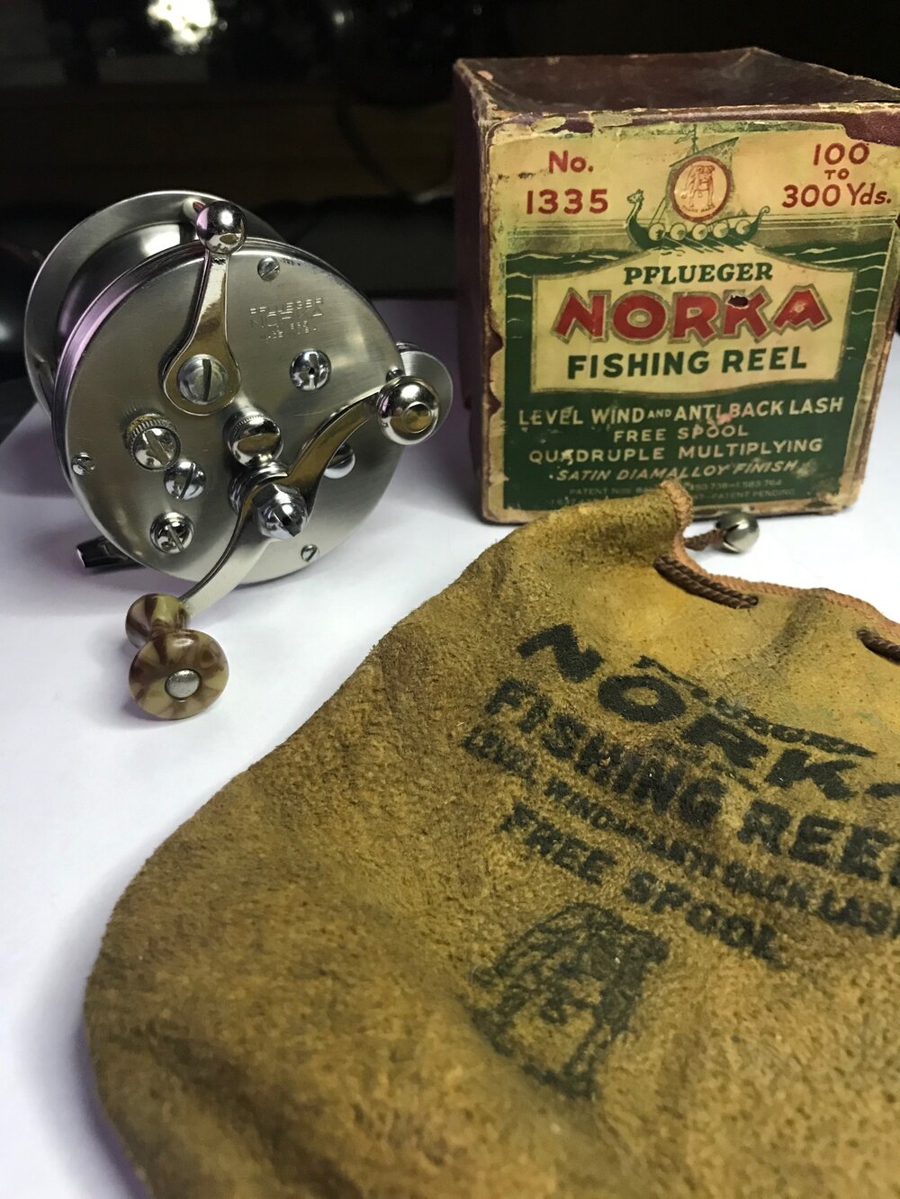 Pflueger NORKA No. 1335 Freespool with Original Box Circa - 1931 — VINTAGE  FISHING REELS