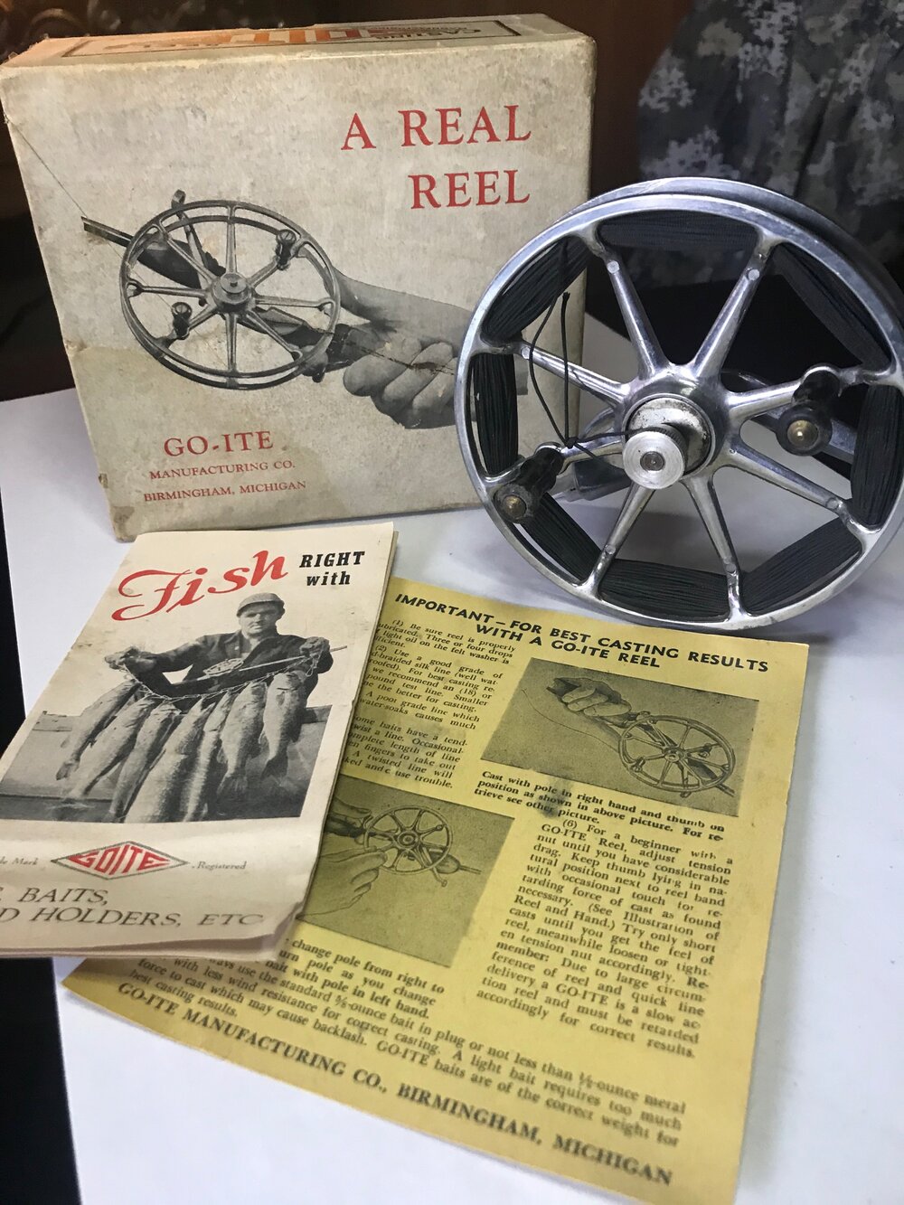 Goite Casting Reel with original box &<br/>Instructions — VINTAGE FISHING  REELS