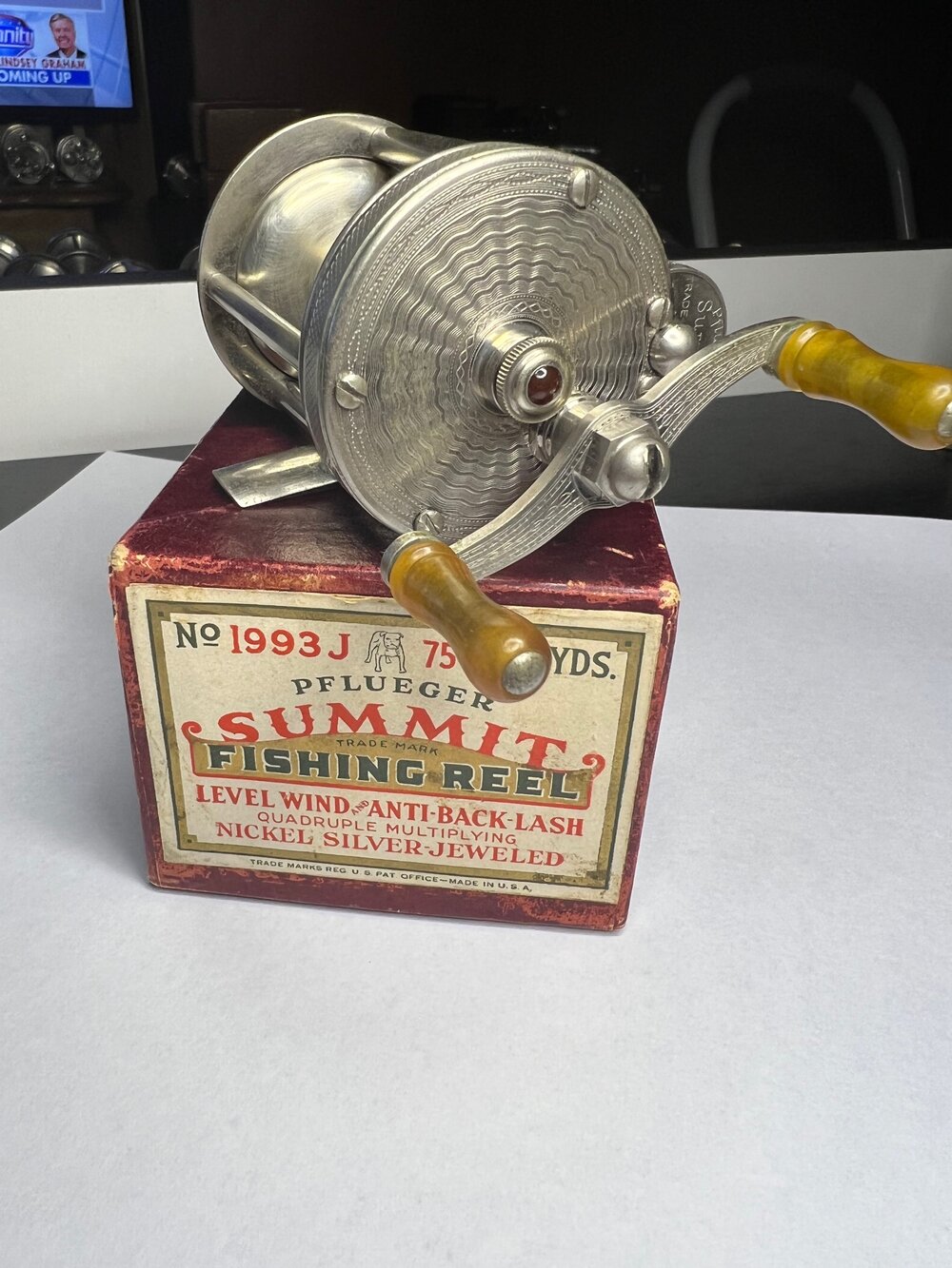 Pflueger Summit 1993J First Version Level Wind with Original Maroon Box  Circa - 1926 — VINTAGE FISHING REELS