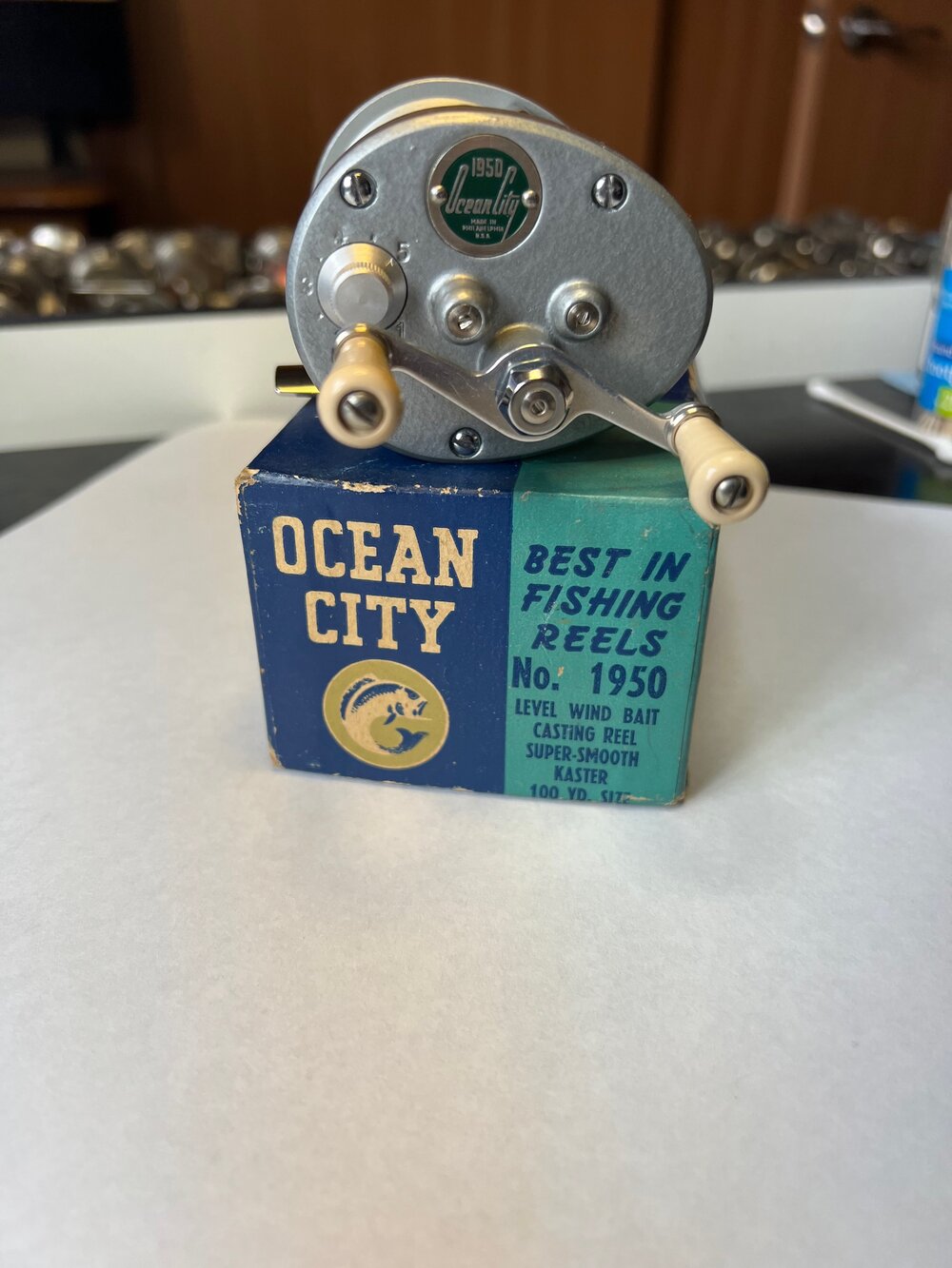 Ocean City 1950 ABL Controlled Zephaloy Aluminum metal Level Wind with  original box Circa - 1950 — VINTAGE FISHING REELS