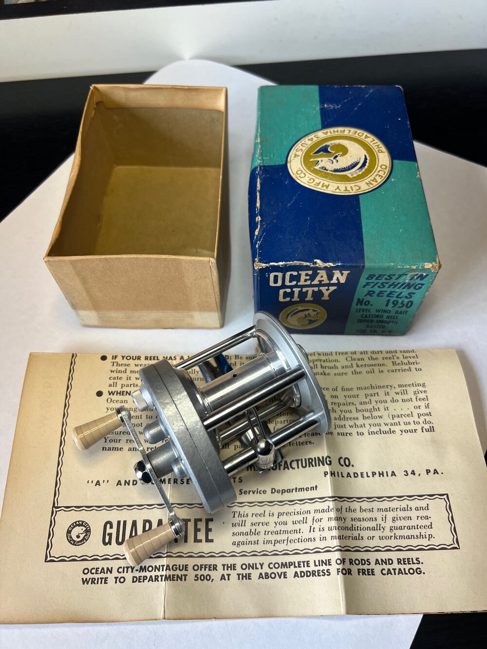 Ocean City 1950 ABL Controlled Zephaloy Aluminum metal Level Wind with  original box Circa - 1950 — VINTAGE FISHING REELS