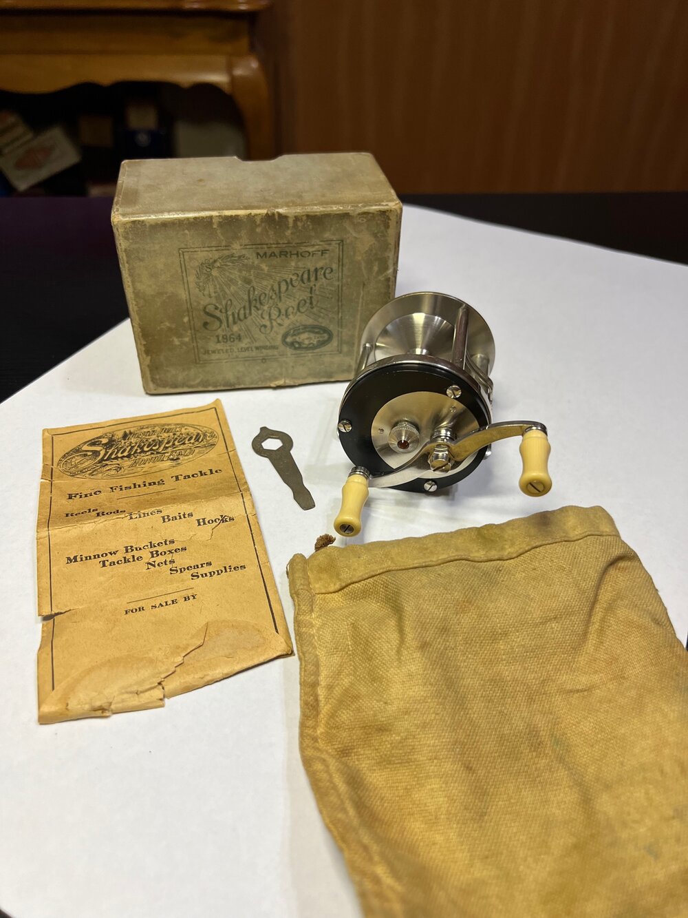 Shakespeare Marhoff Patent Jeweled Level Winding Reel No. 1964
