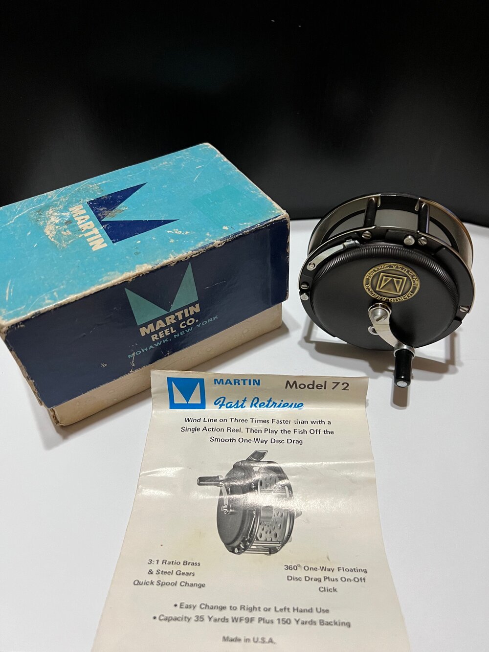 Martin No. #72 Fly fishing Reel Left & Right use with Original Box & Manual  Mohawk New York — VINTAGE FISHING REELS