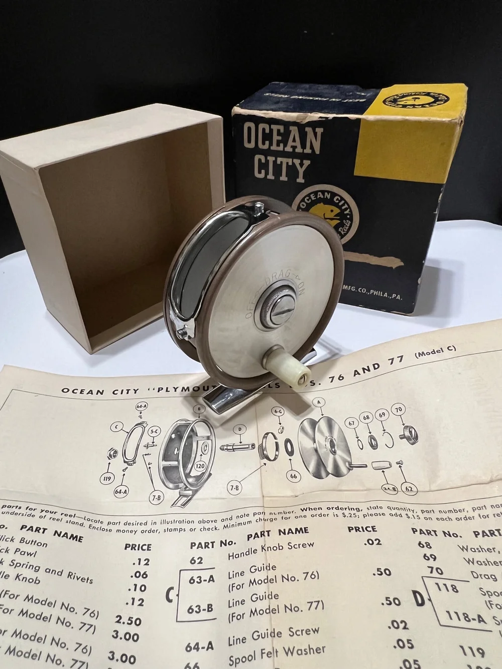 ヴィンテージリール　オーシャンシティ NO.76 フライリール　箱あり ヴィンテージリール オーシャンシティ NO.76 フライリール 箱