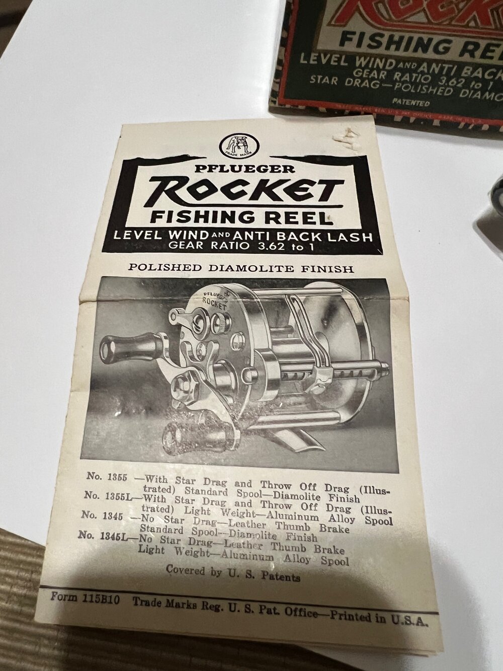 Pflueger ROCKET No. 1355-L Light Spool Level Wind ABL Star Drag with  Original Box, Hangtag, Manual Circa -1954 — VINTAGE FISHING REELS