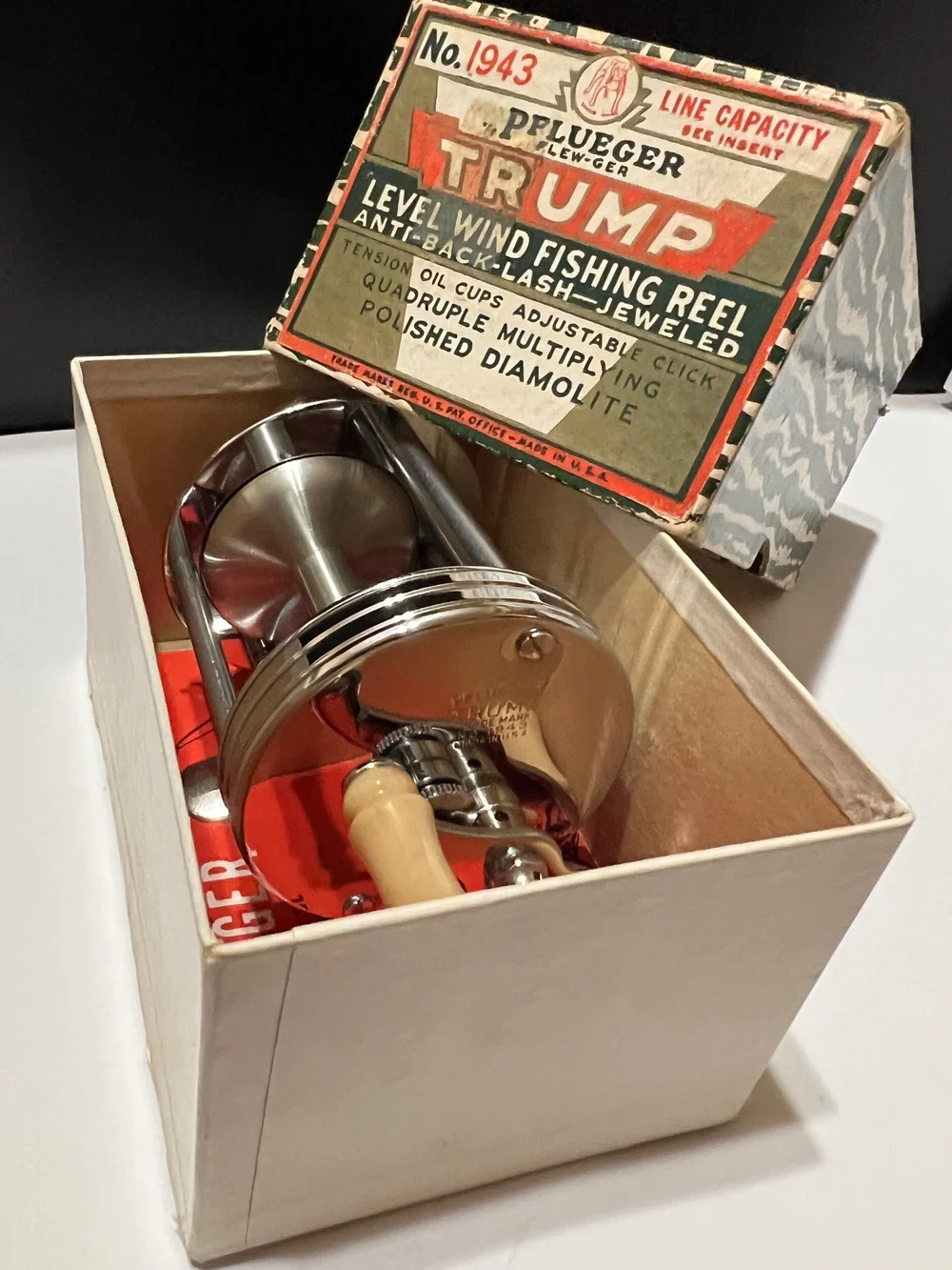 Vieux Moulinet De Pêche Pflueger Trump 1943 - Vintage Années 30 Pour Eau Douce Et Mer